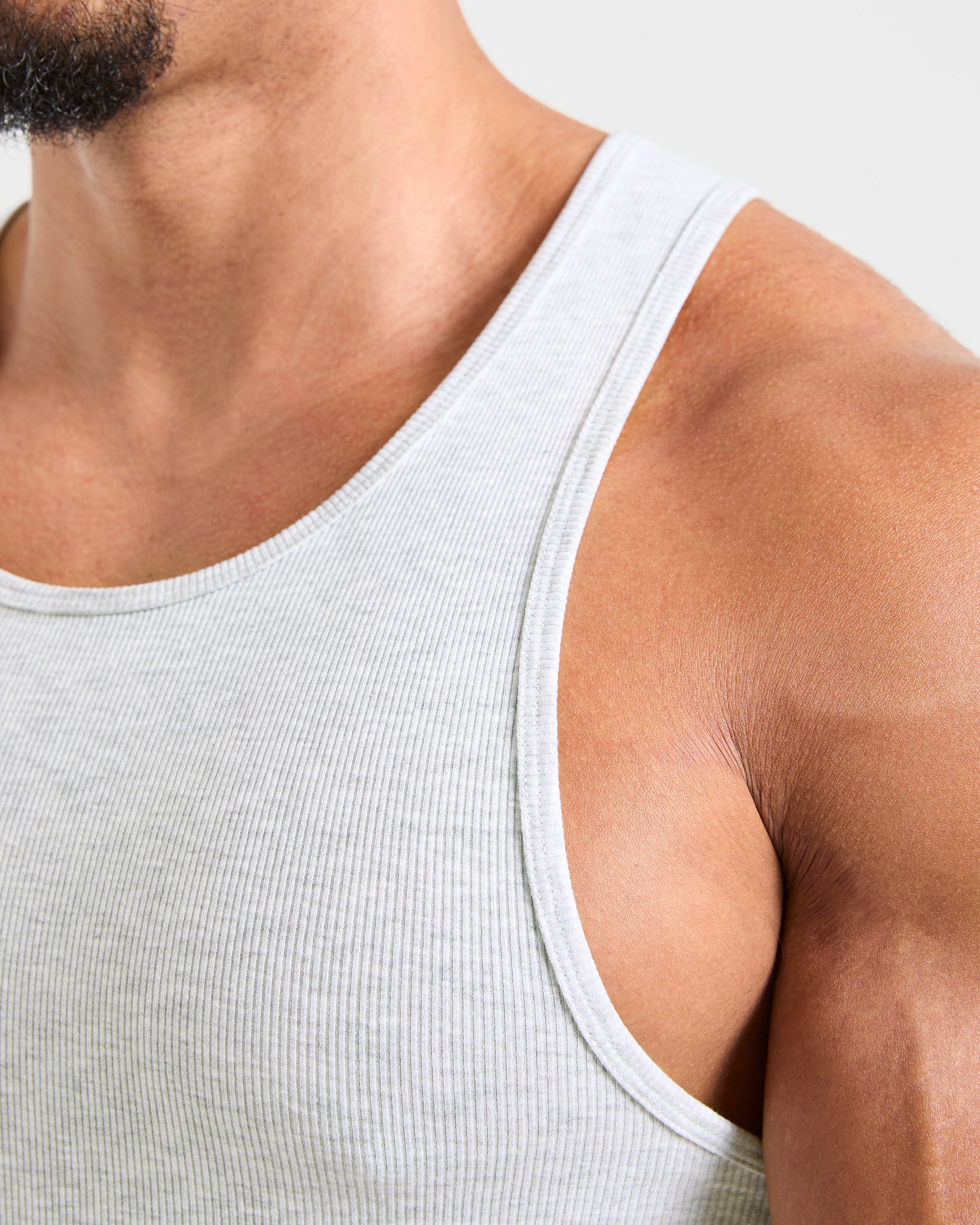 Muscle Ribbed Tank - Licht Grijs Marl