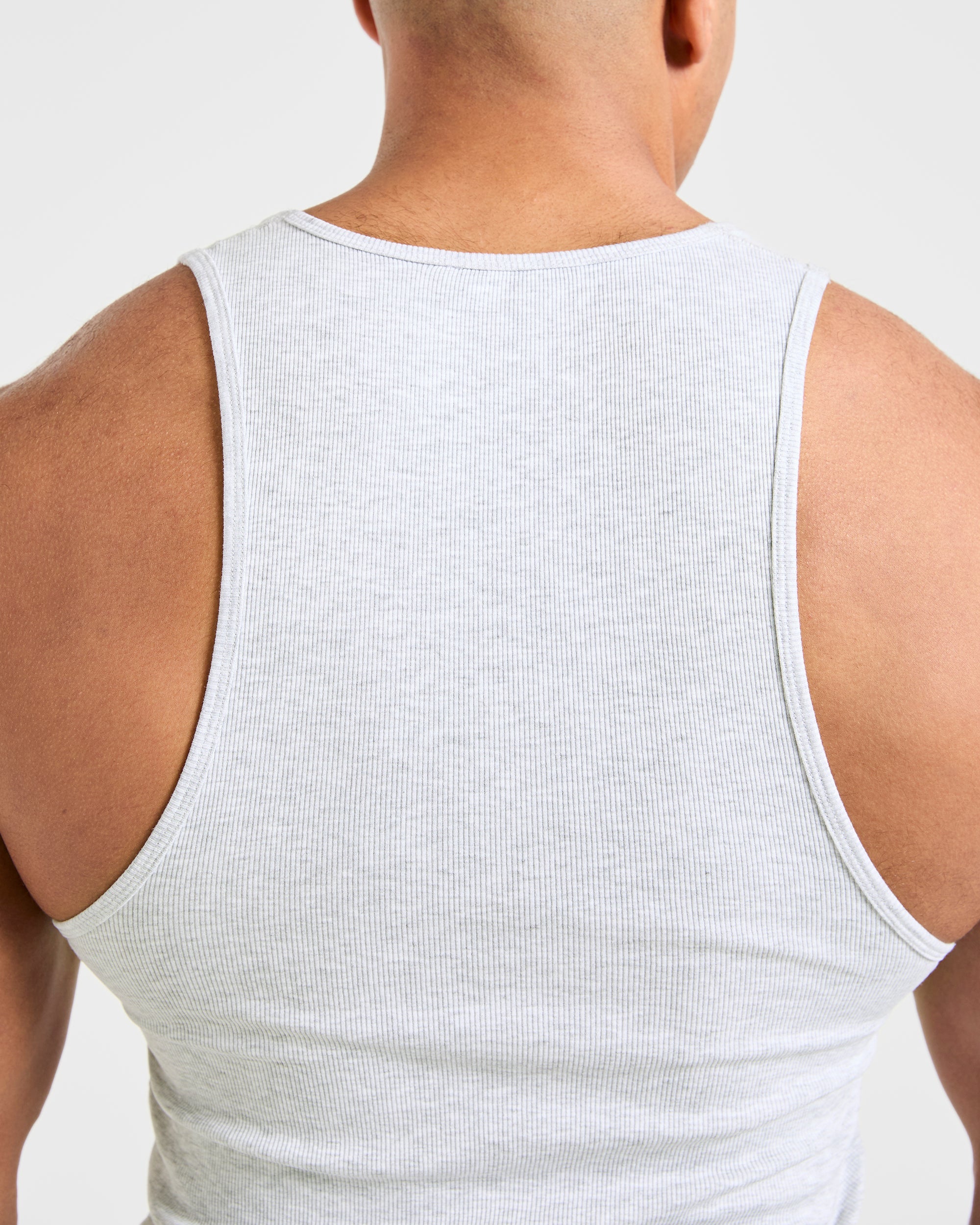 Muscle Ribbed Tank - Licht Grijs Marl