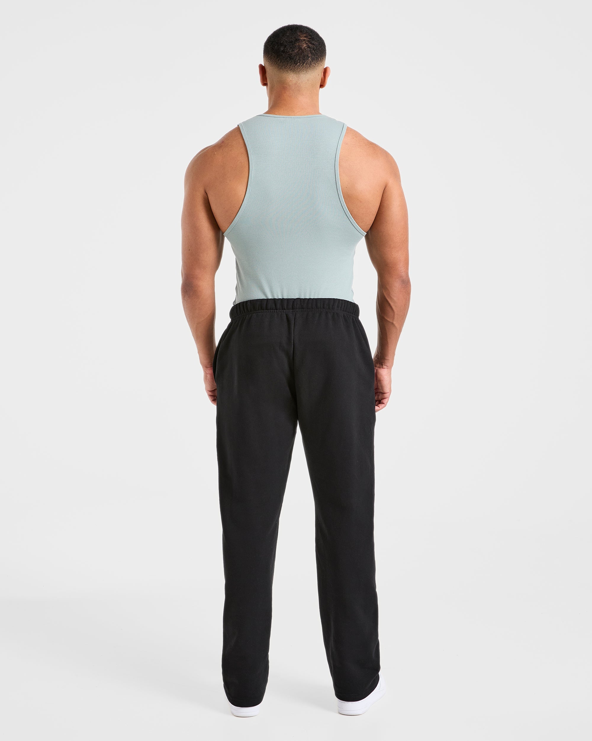 Muscle Ribbed Tank - Stone Blauw