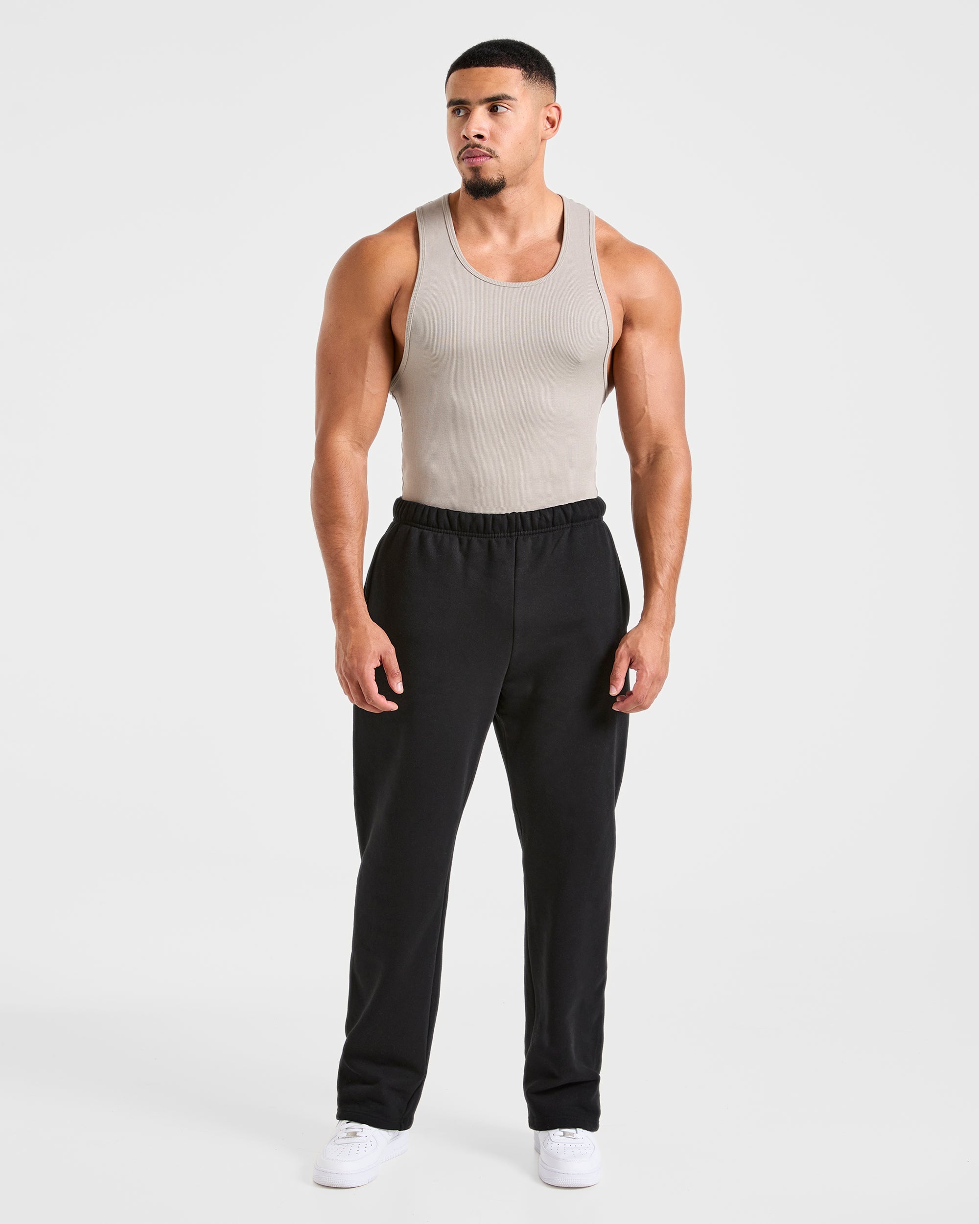 Muscle Ribbed Tank - Cloud Grijs