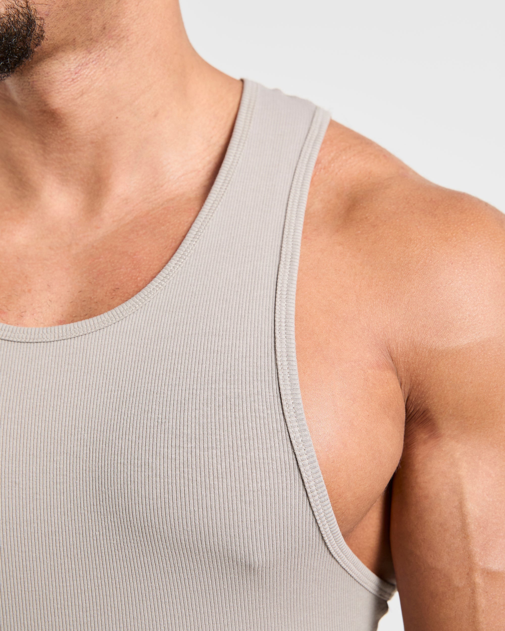 Muscle Ribbed Tank - Cloud Grijs