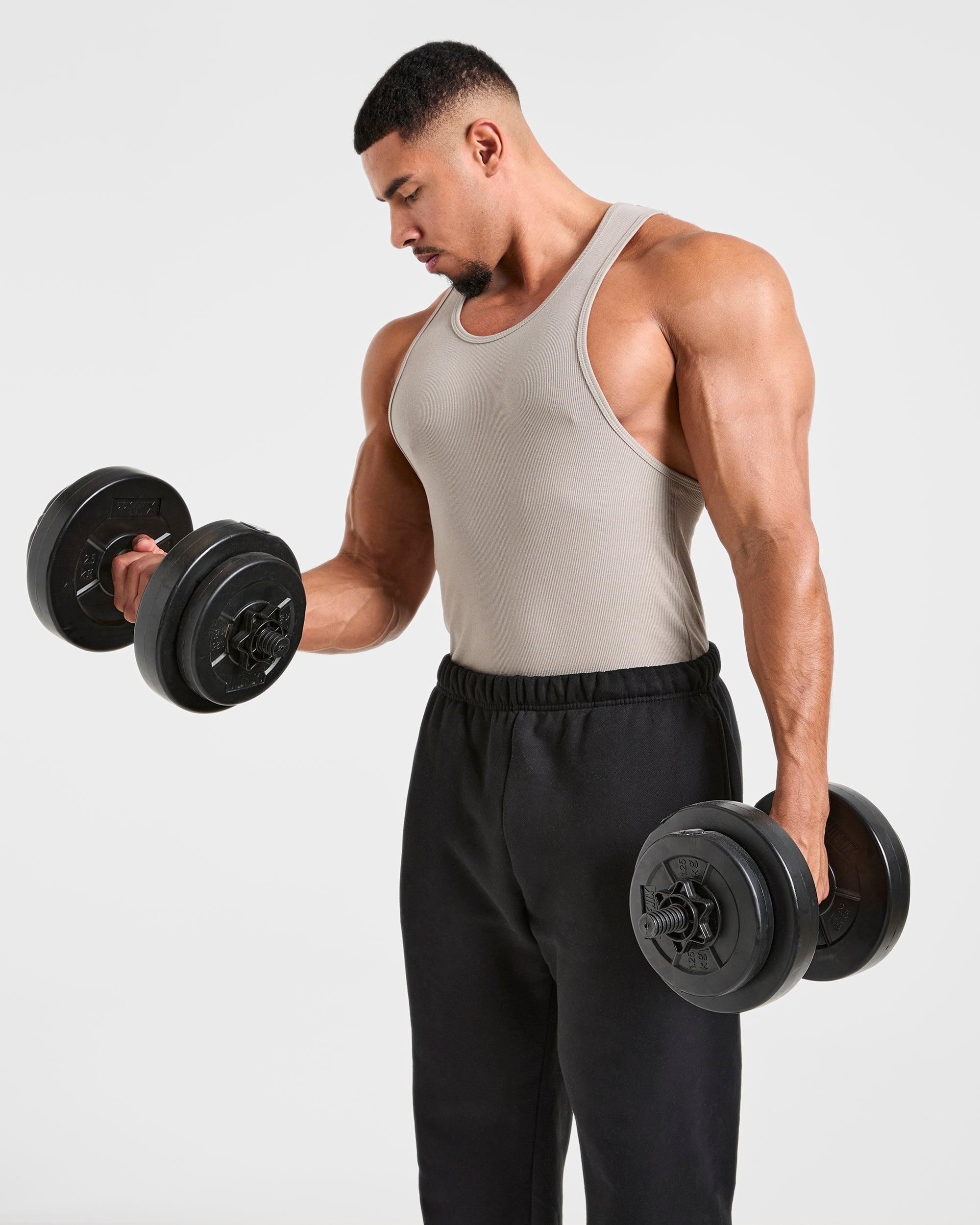 Muscle Ribbed Tank - Cloud Grijs