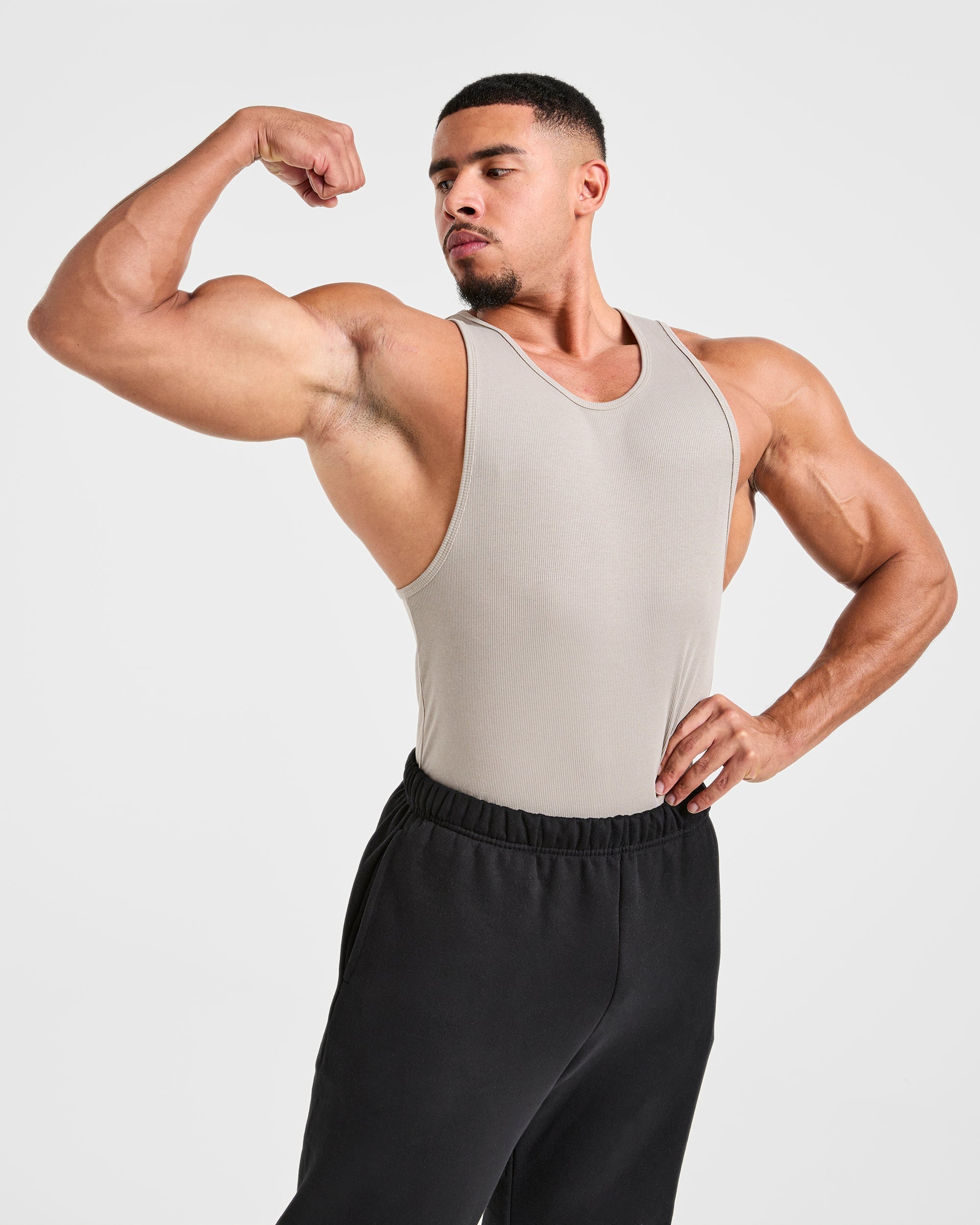 Muscle Ribbed Tank - Cloud Grijs