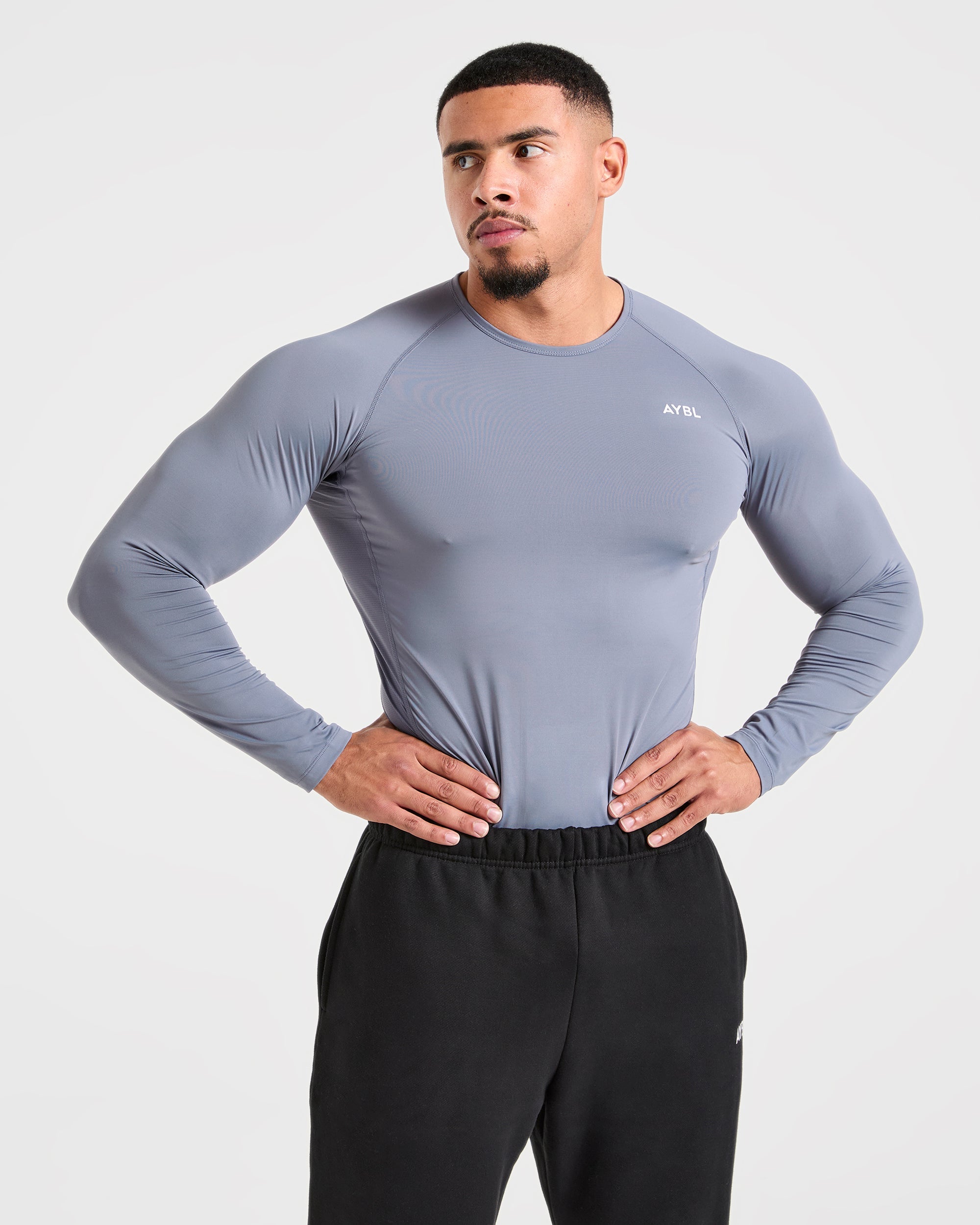 Compression Long Sleeve T Shirt - Slate Grijs