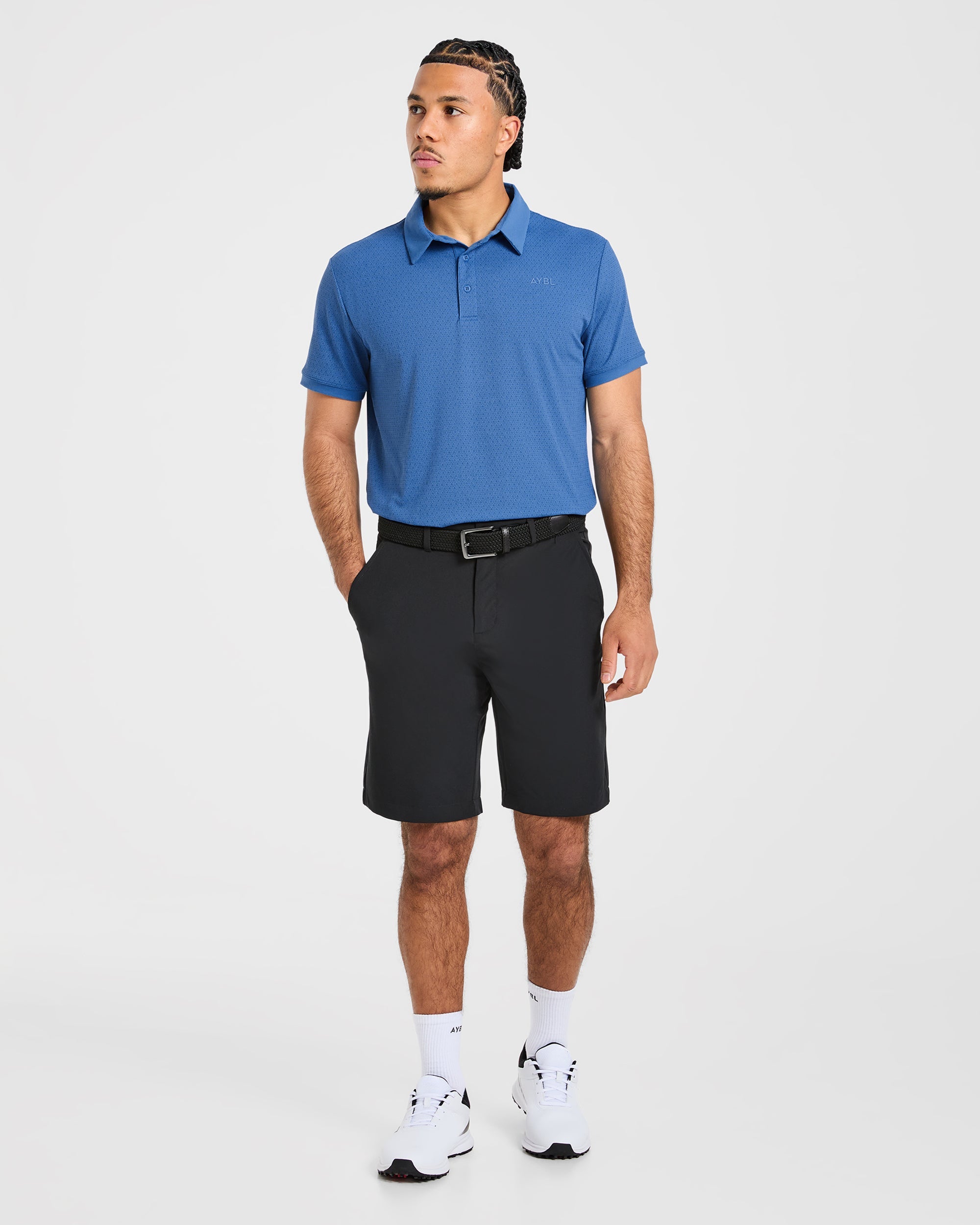 Precision Geometric Polo - Ocean Blauw