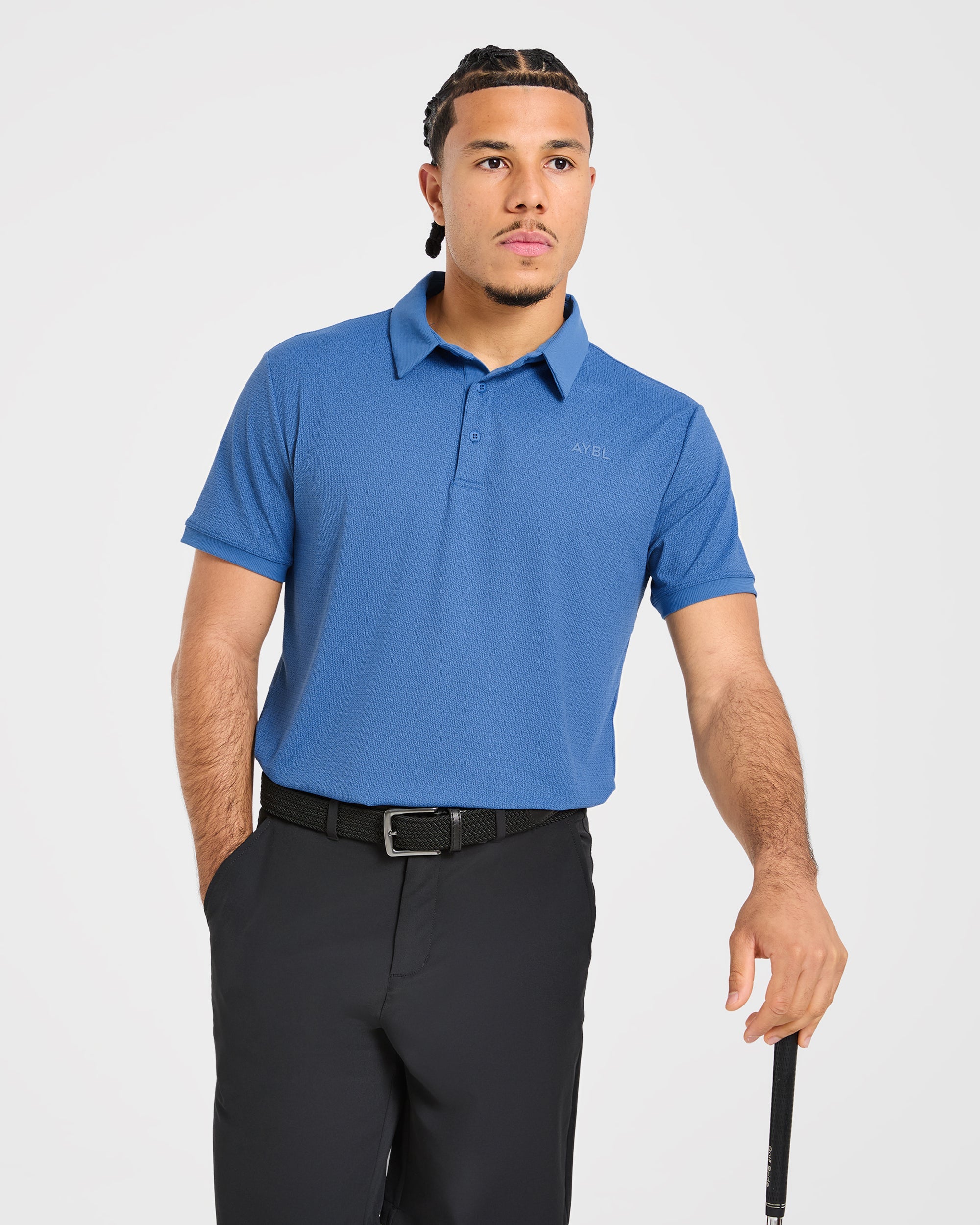 Precision Geometric Polo - Ocean Blauw
