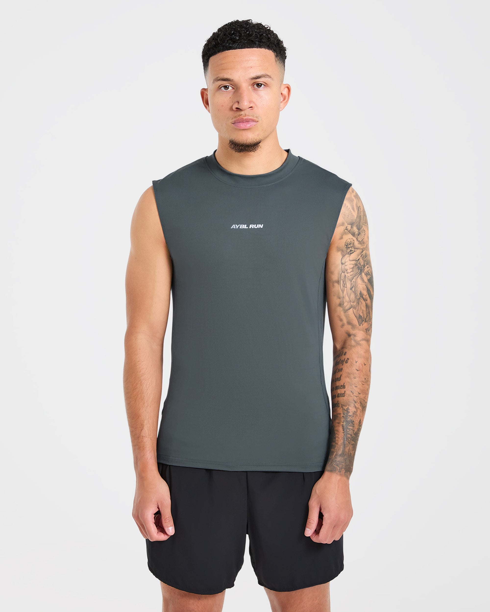 Run Slim Tank - Slate Blauw