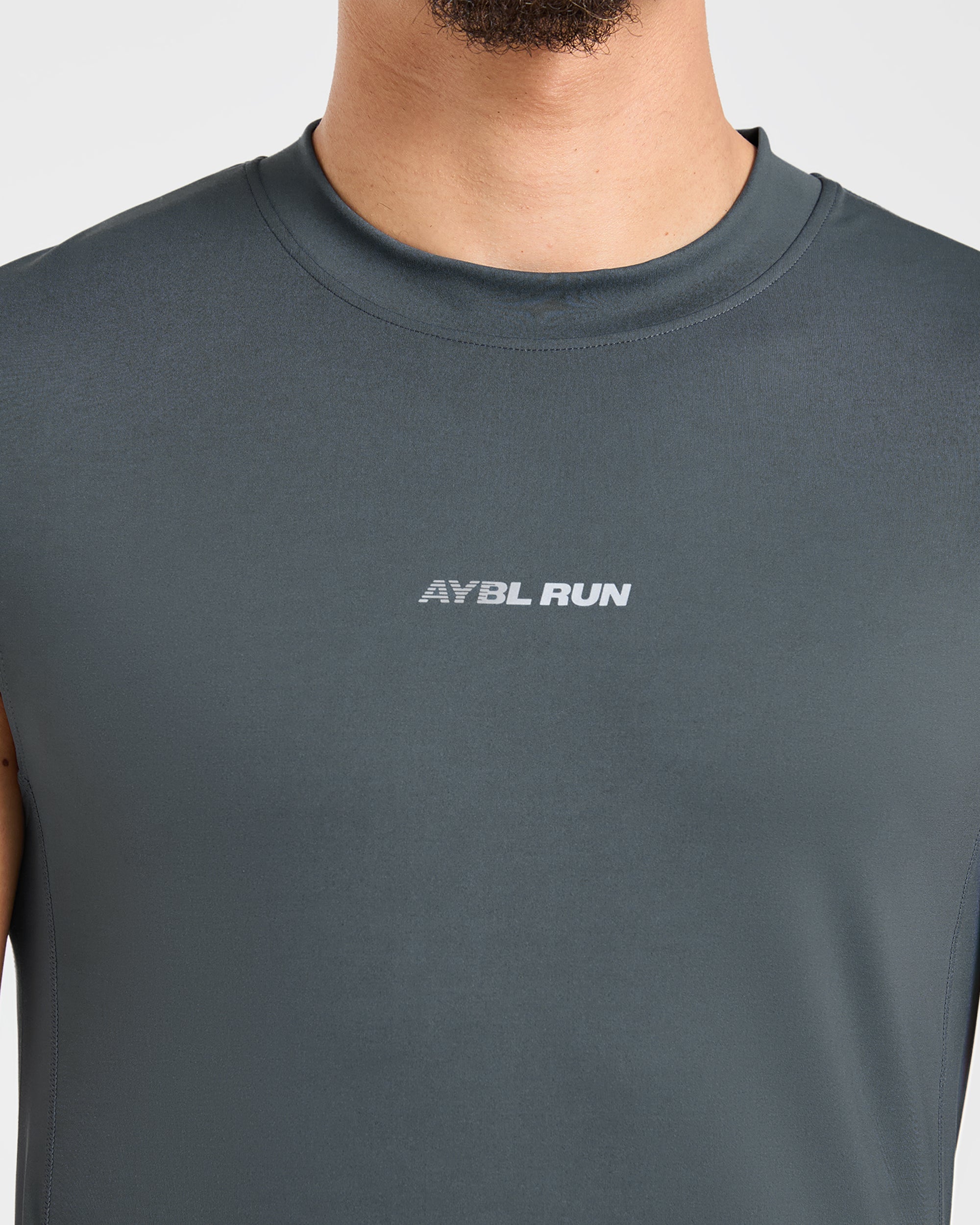 Run Slim Tank - Slate Blauw