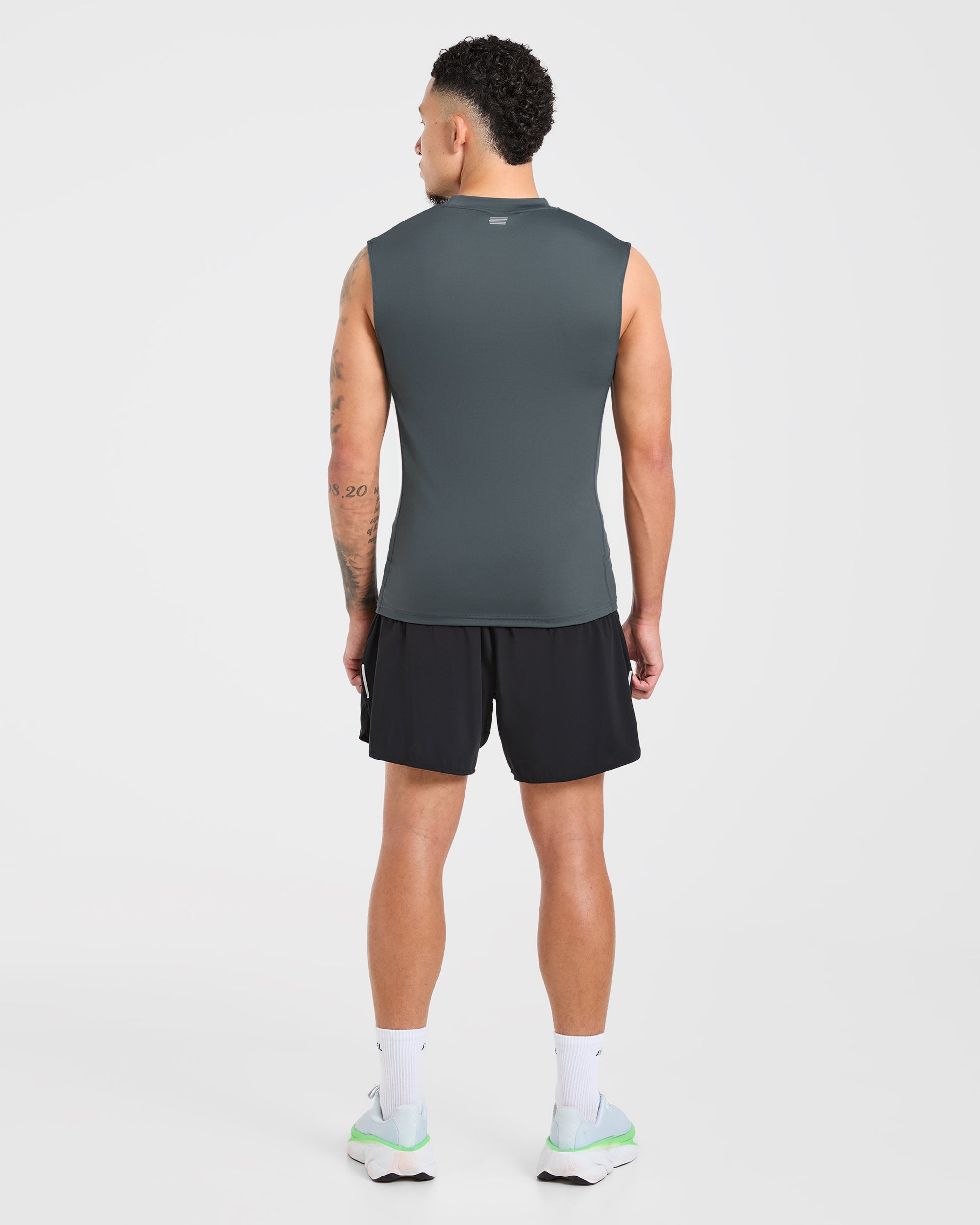 Run Slim Tank - Slate Blauw