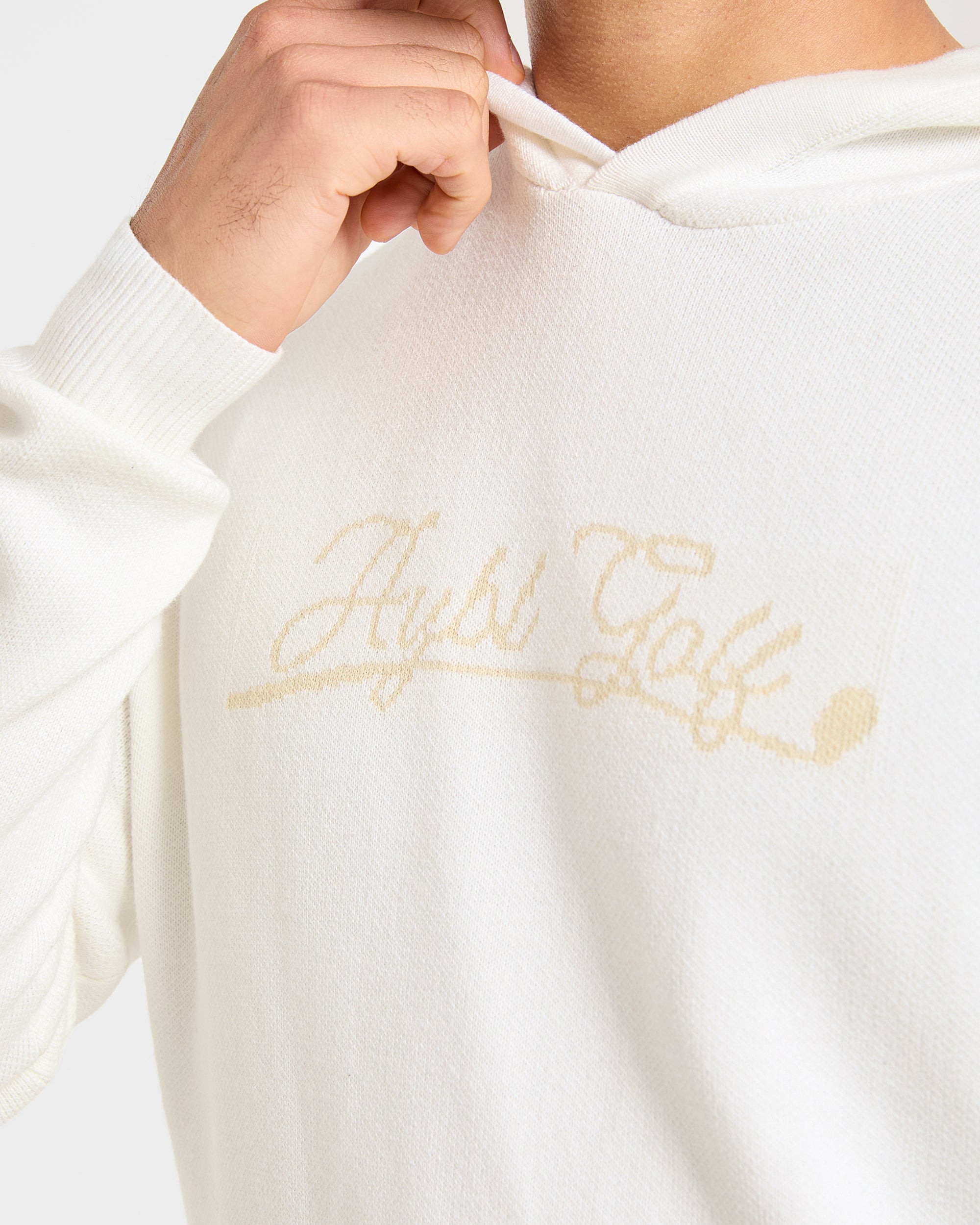 Golf Club Knitted Hoodie - Off Wit