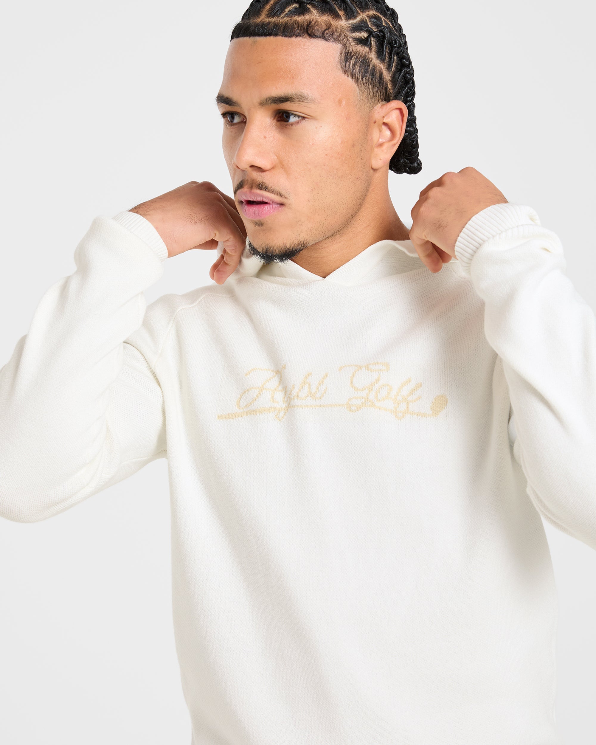 Golf Club Knitted Hoodie - Off Wit