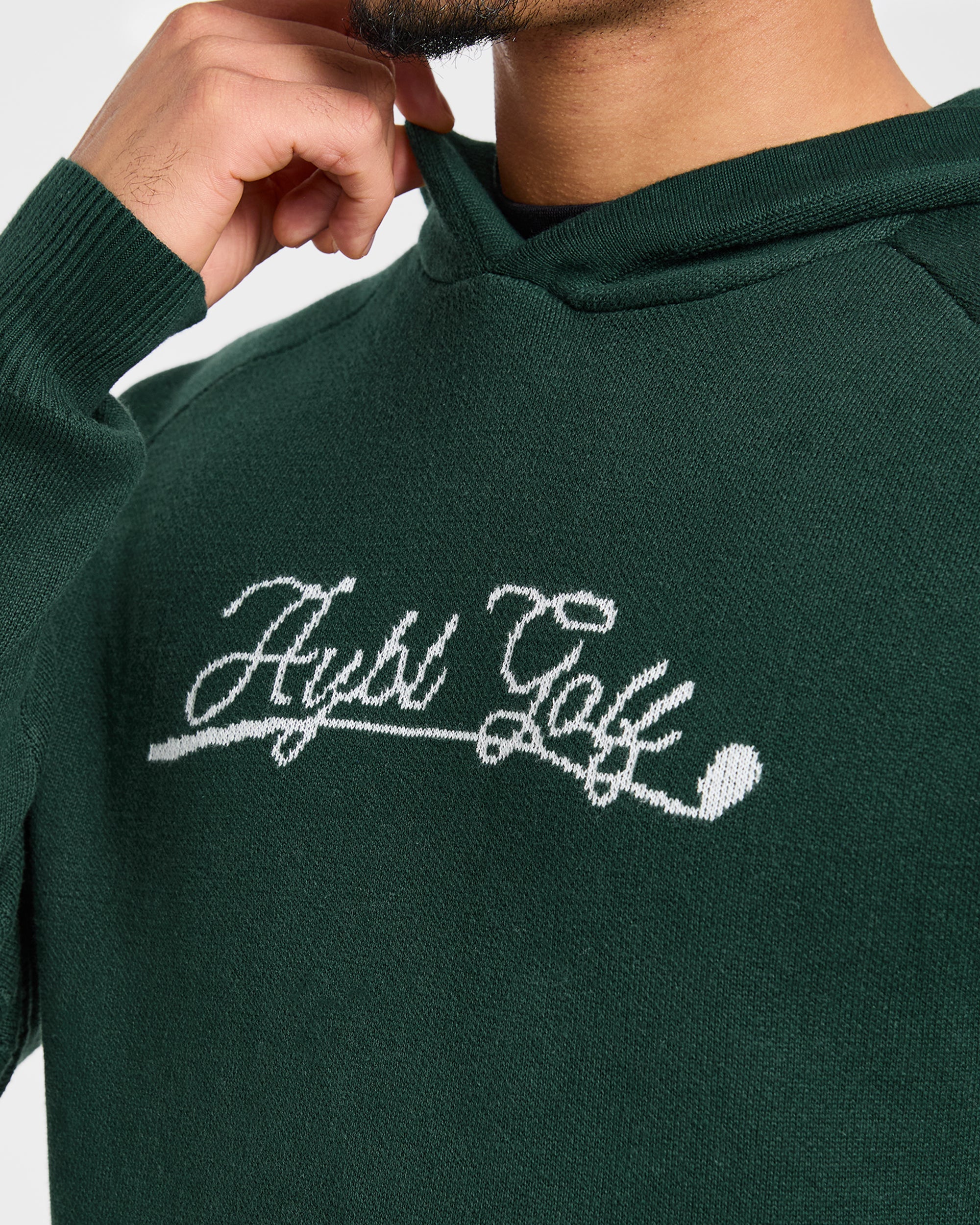 Golf Club Knitted Hoodie - Pine Groen