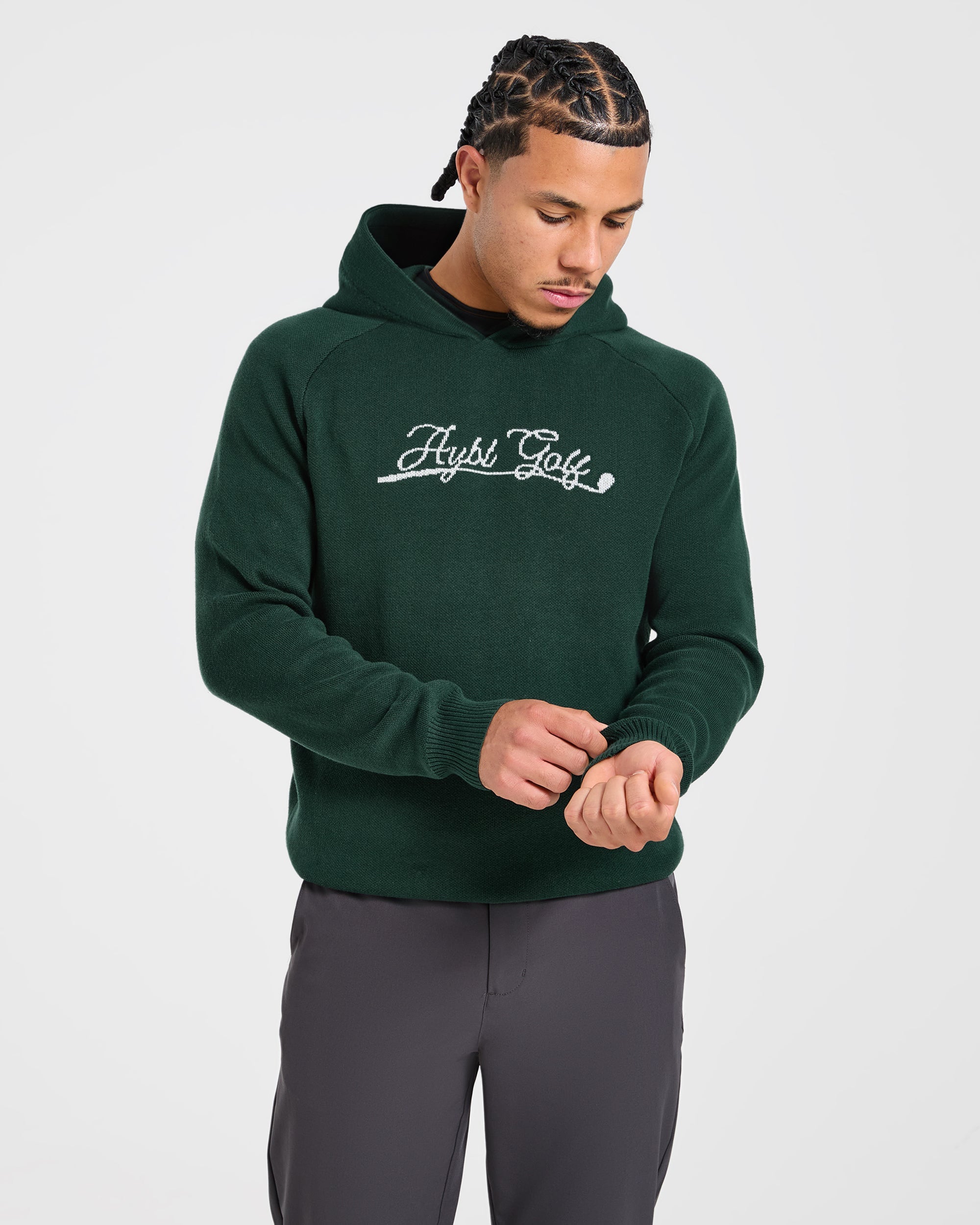 Golf Club Knitted Hoodie - Pine Groen
