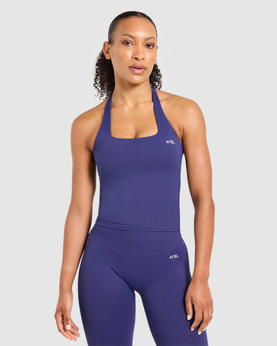 Enhance Seamless Halterneck Top - Storm Blue