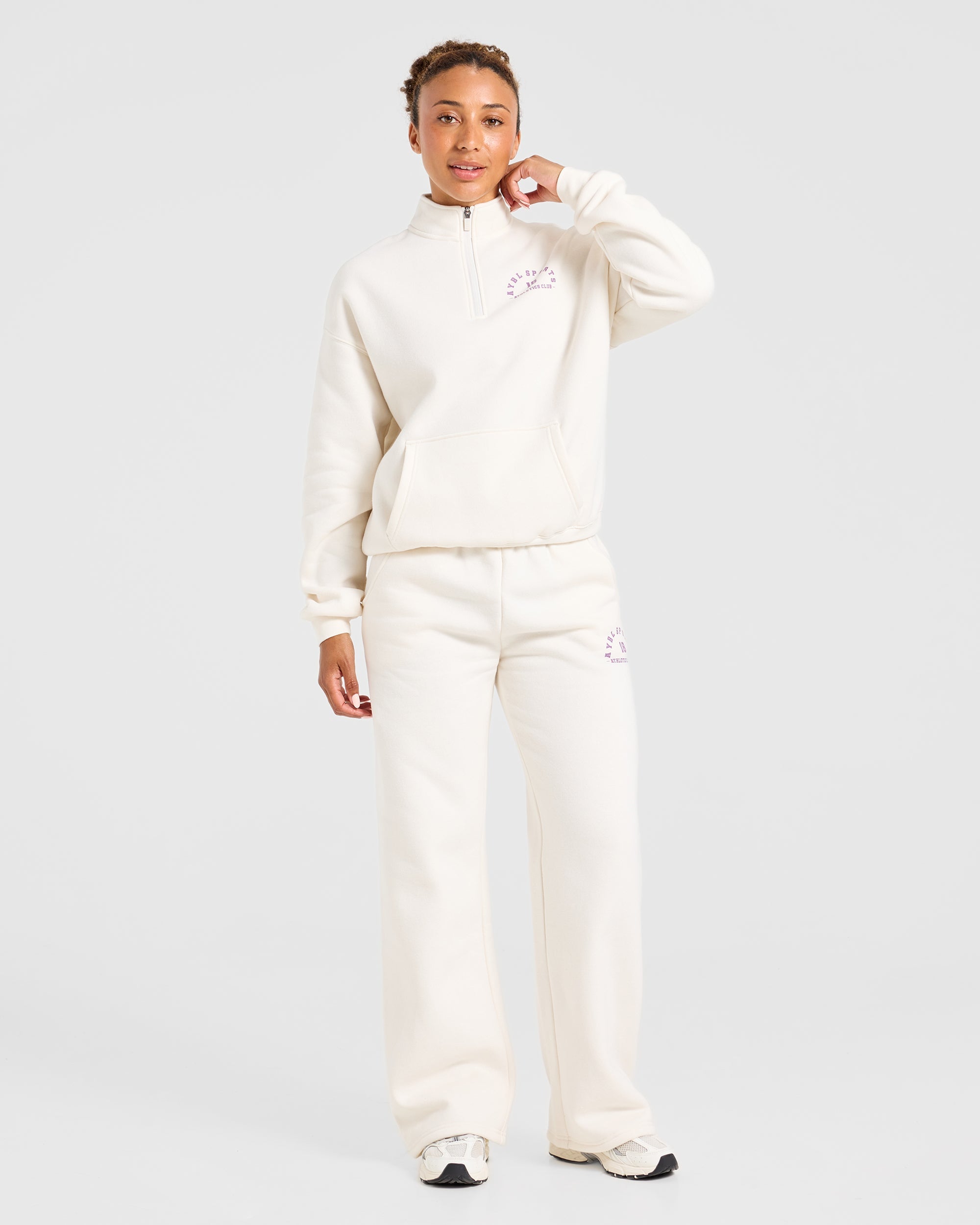 AYBL Sports 18 Oversized 1/4 Zip Pullover - Off Wit