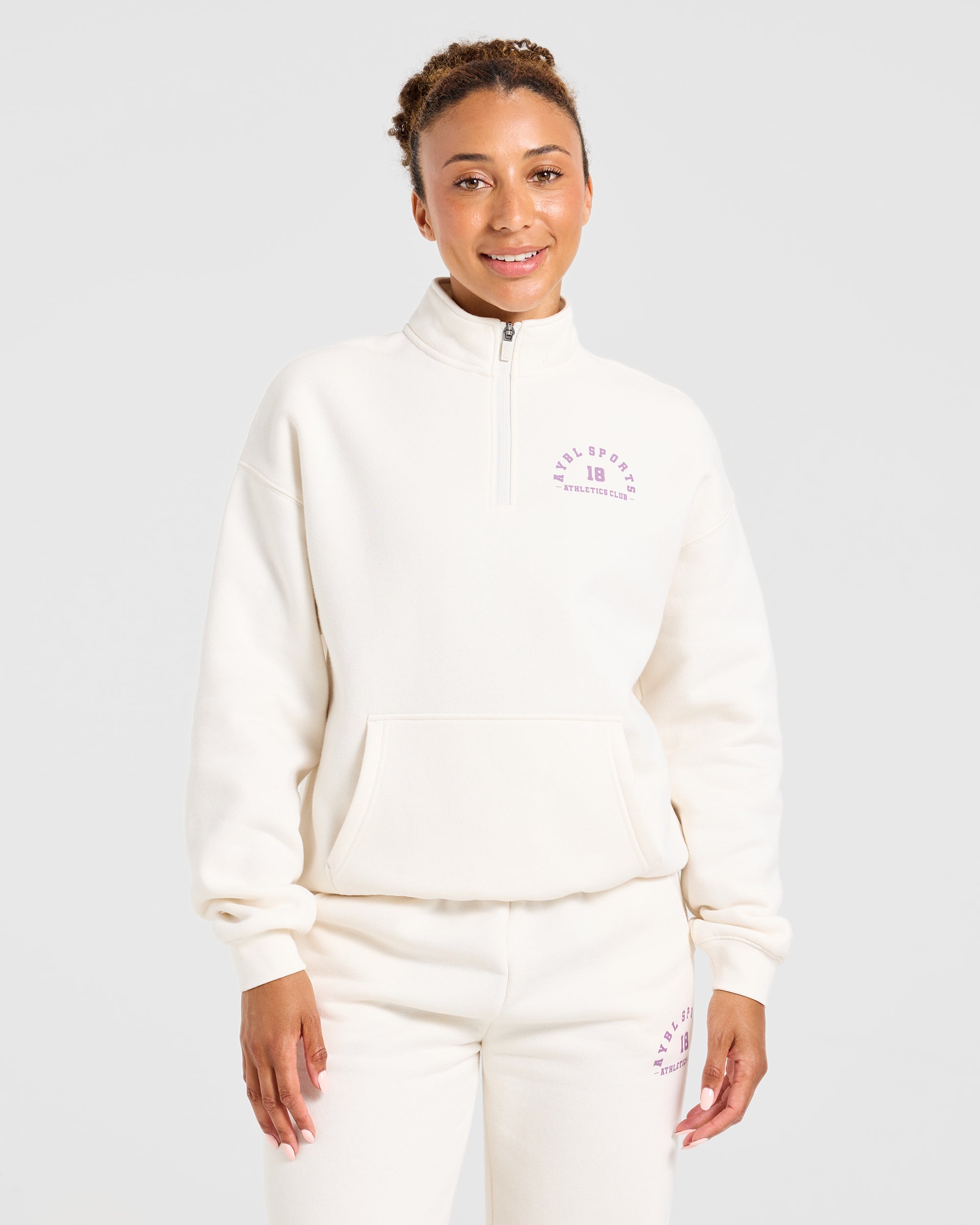 AYBL Sports 18 Oversized 1/4 Zip Pullover - Off Wit