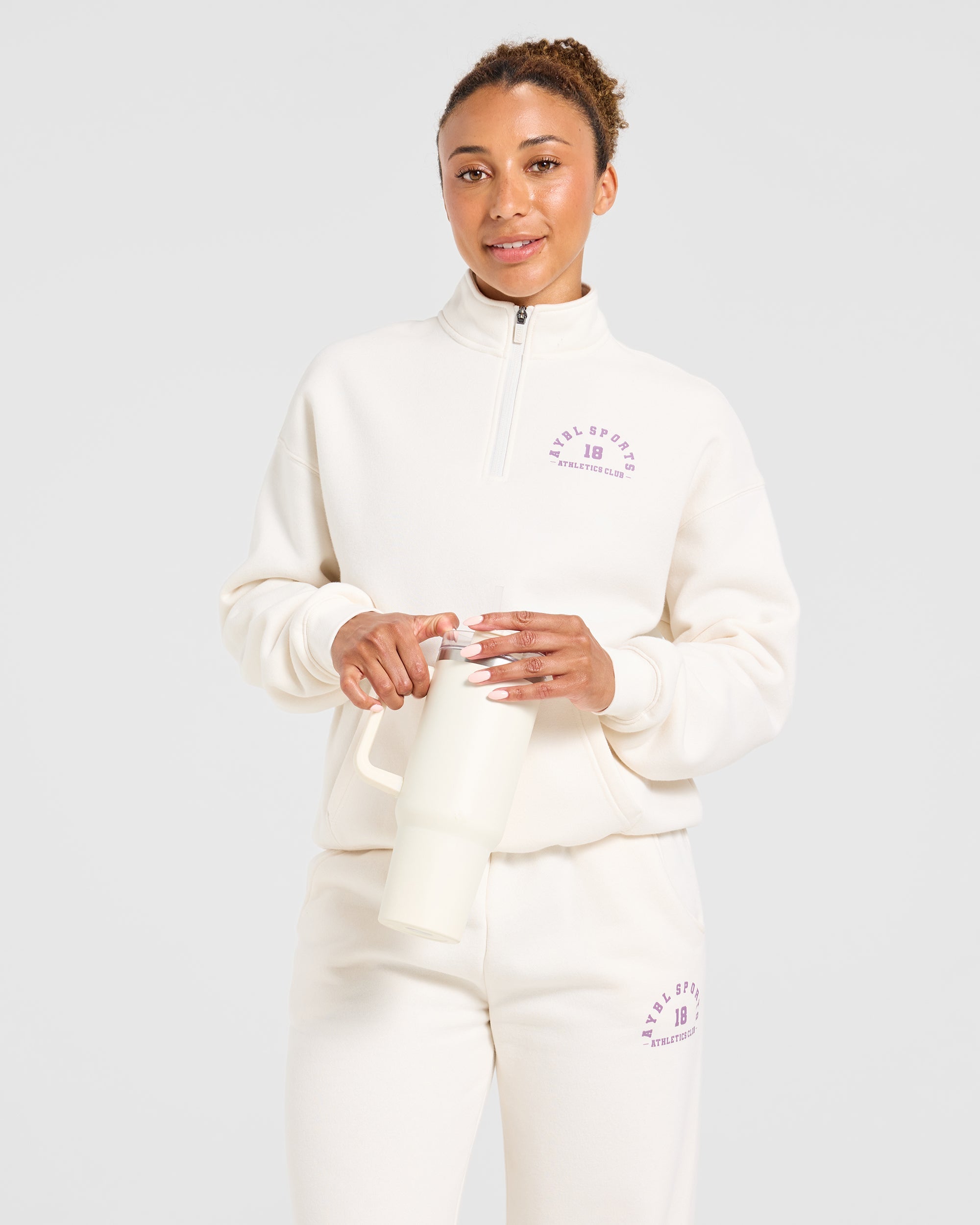 AYBL Sports 18 Oversized 1/4 Zip Pullover - Off Wit