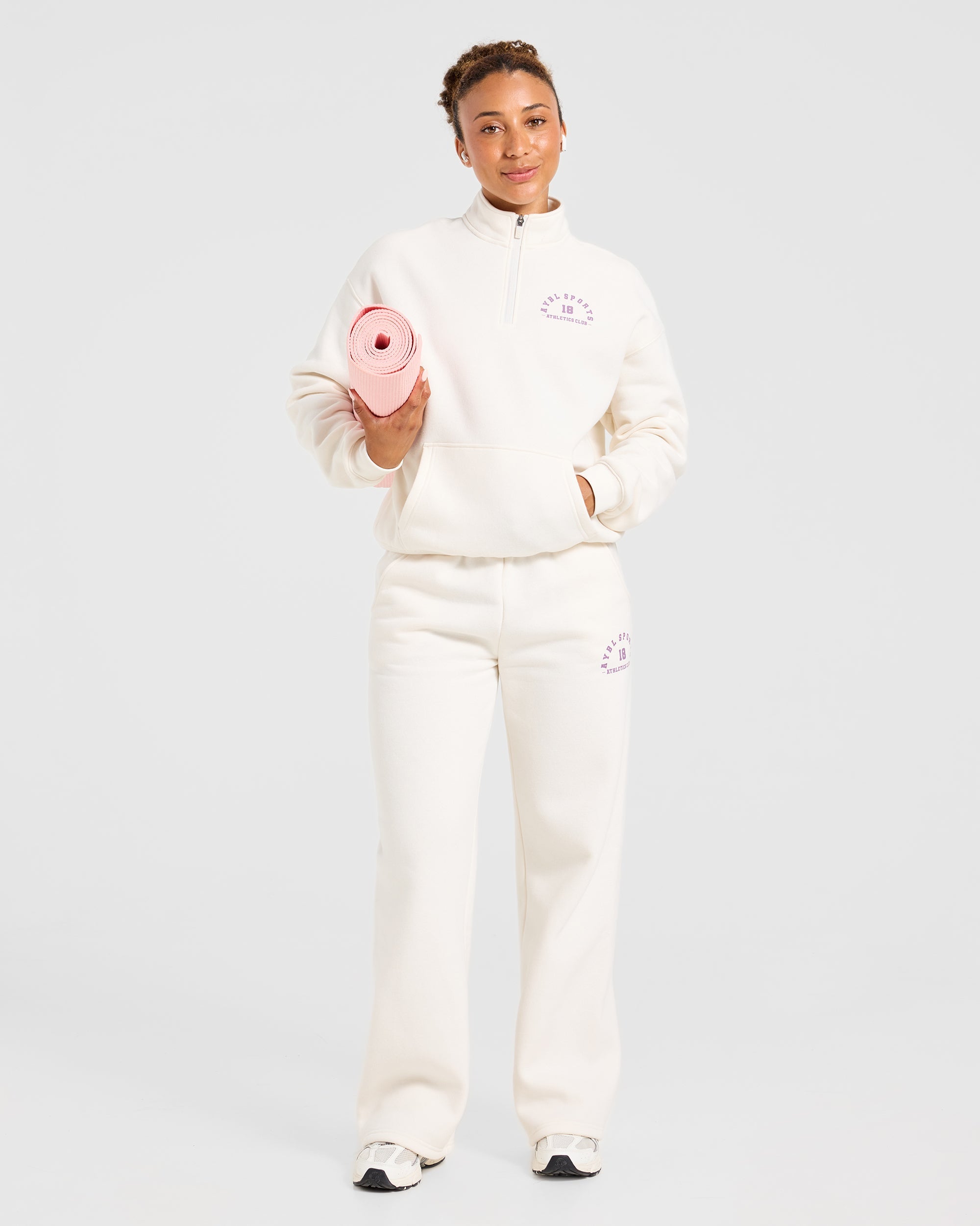 AYBL Sports 18 Oversized 1/4 Zip Pullover - Off Wit