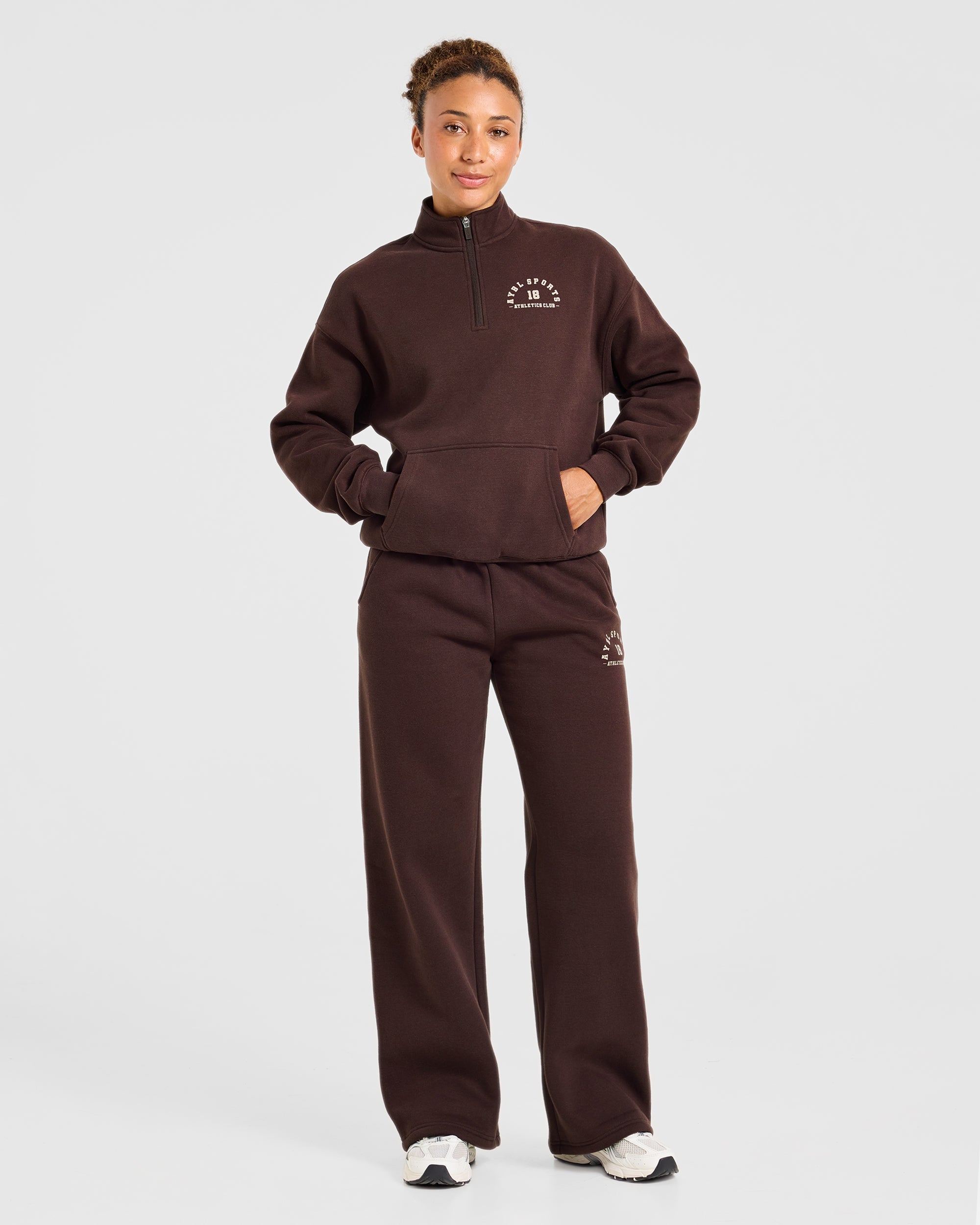 AYBL Sports 18 Oversized 1/4 Zip Pullover - Cocoa Bruin