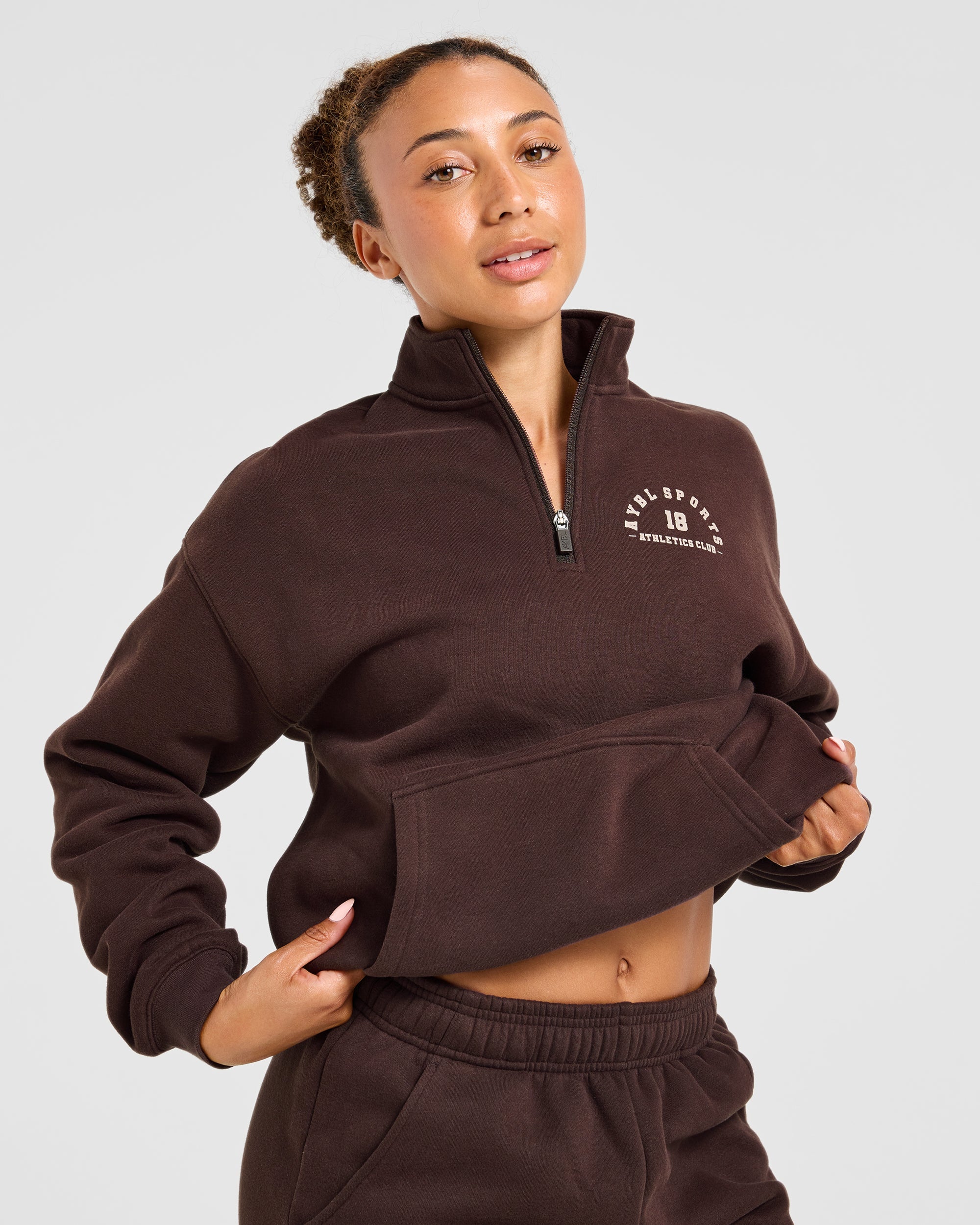 AYBL Sports 18 Oversized 1/4 Zip Pullover - Cocoa Bruin