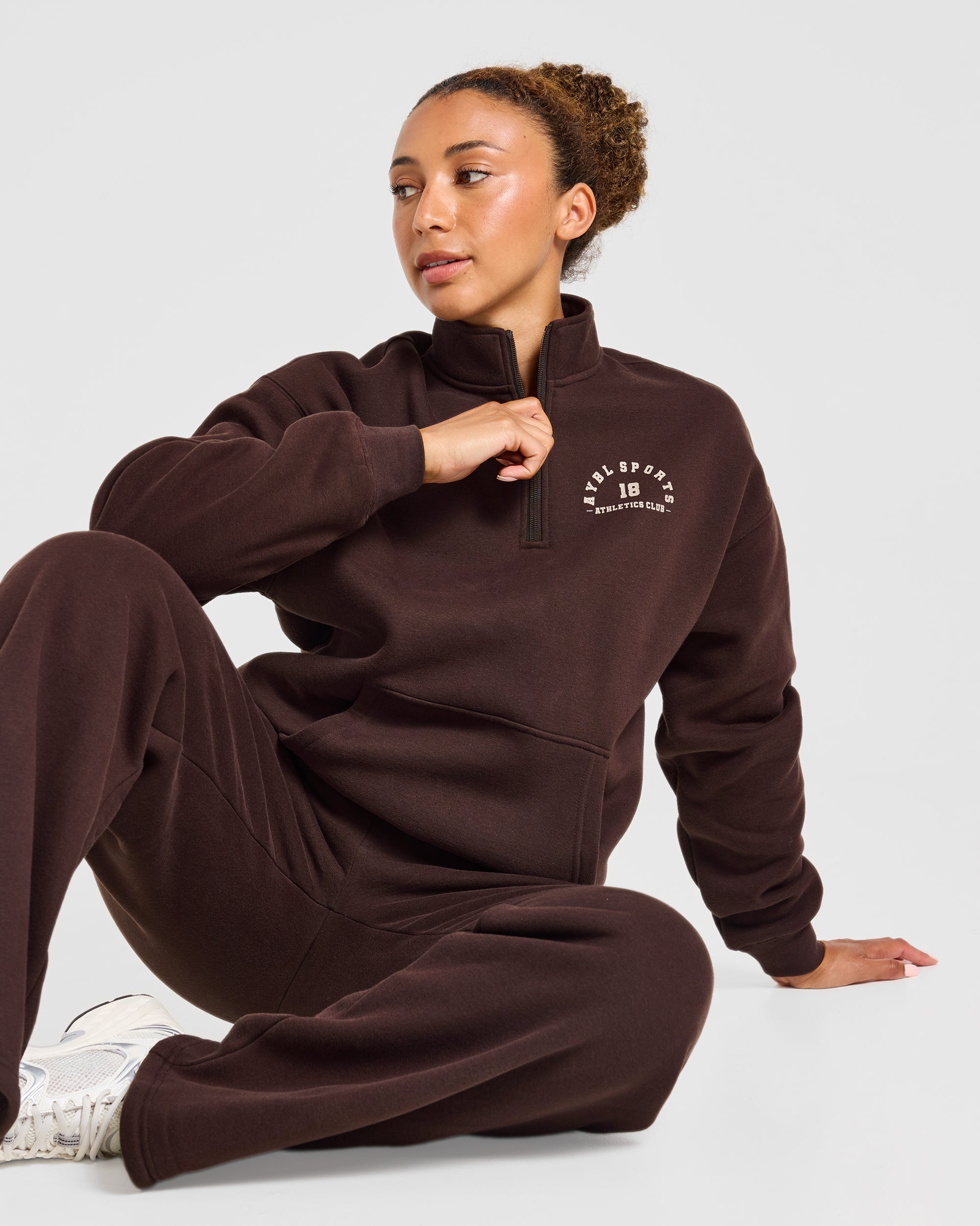 AYBL Sports 18 Oversized 1/4 Zip Pullover - Cocoa Bruin