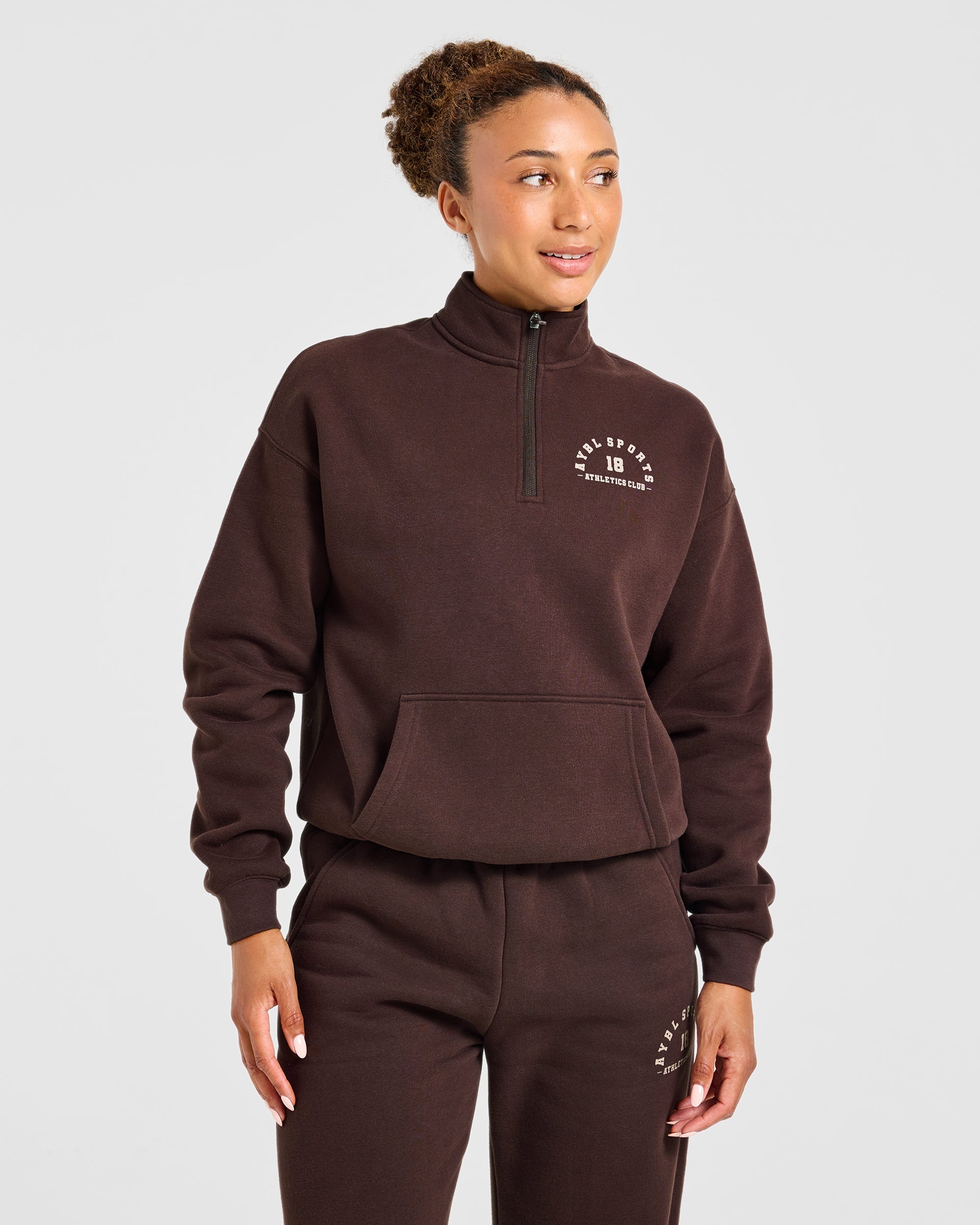 AYBL Sports 18 Oversized 1/4 Zip Pullover - Cocoa Bruin