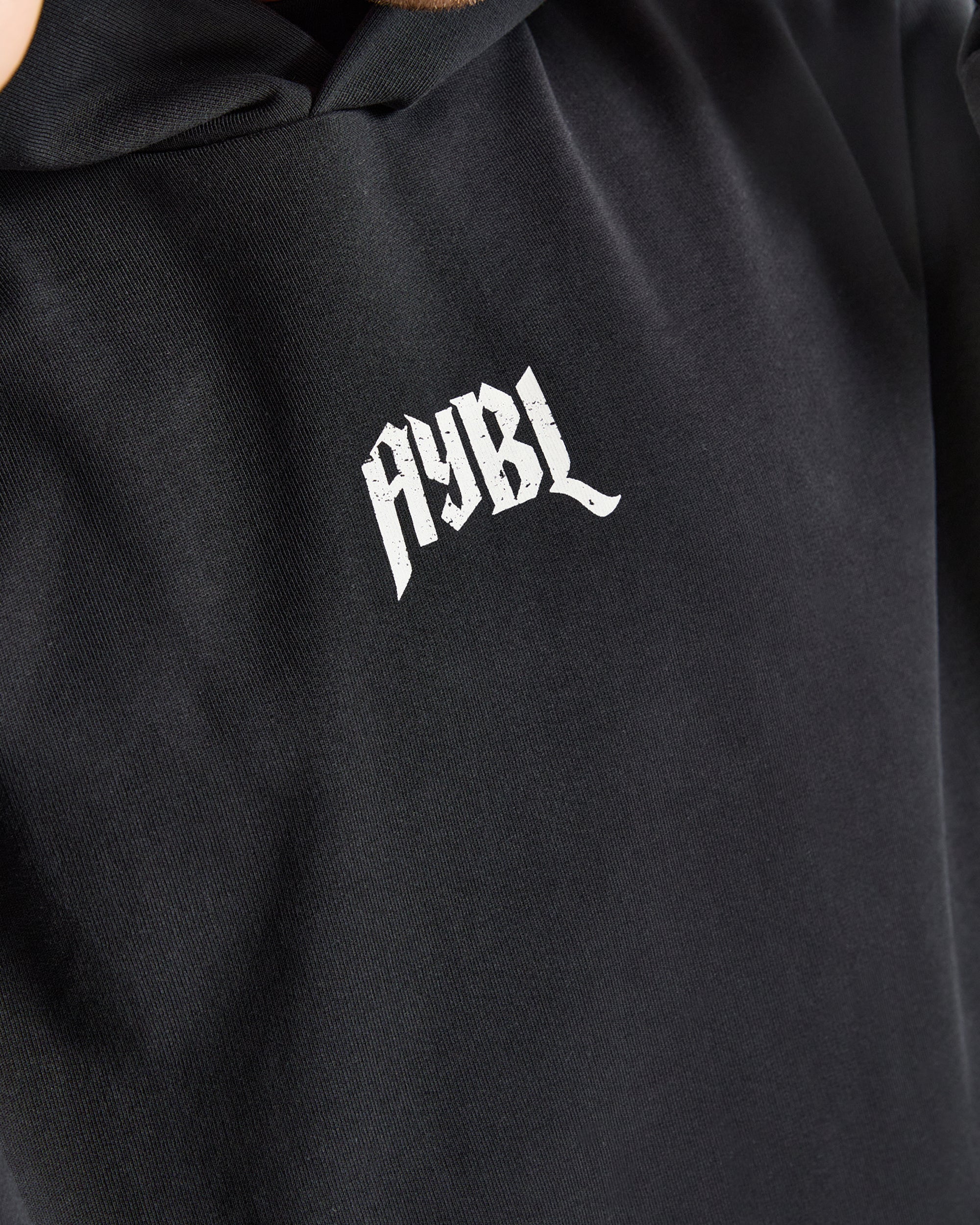 Heavy Lifting Gothic Oversized Hoodie - Zwart/Off Wit
