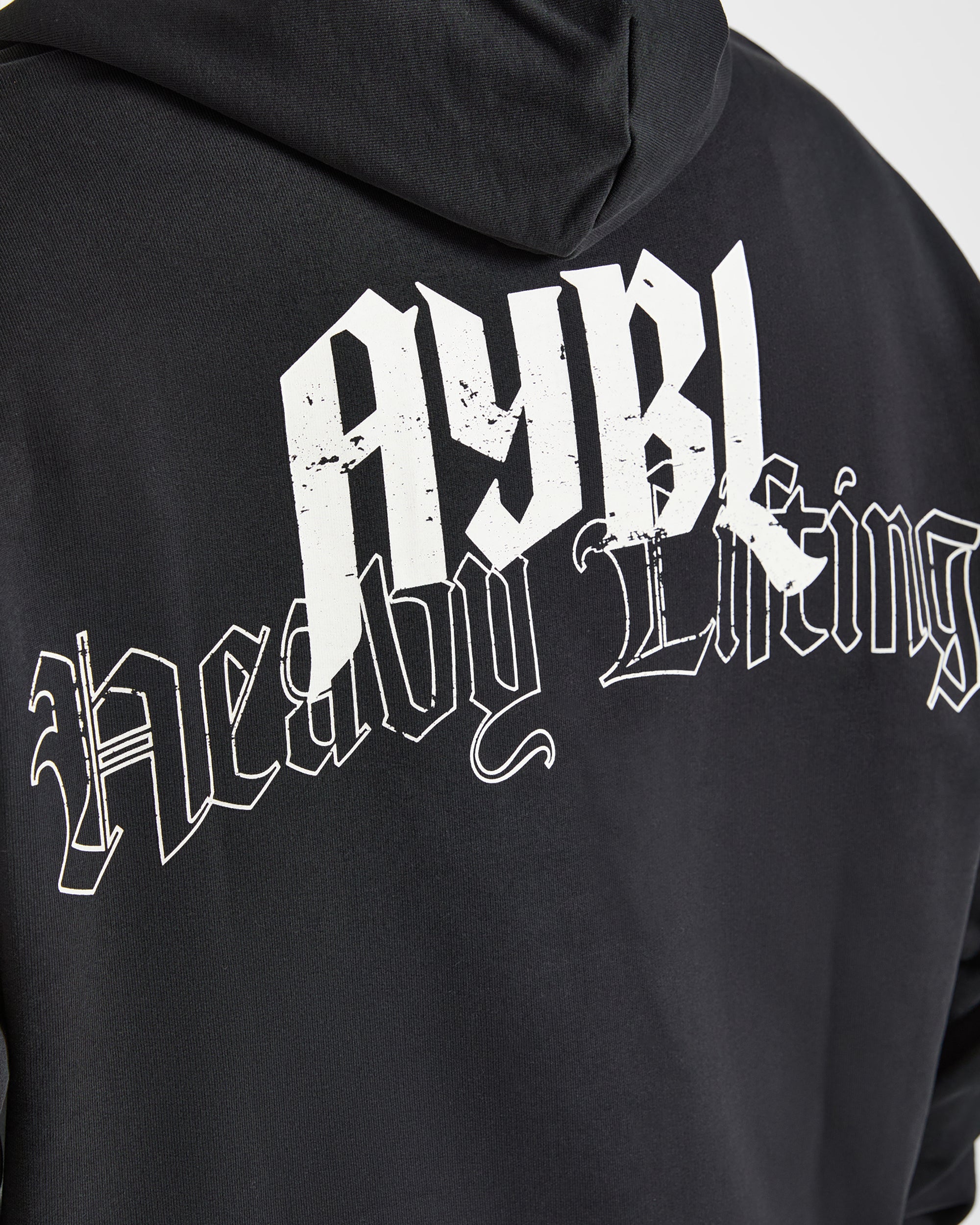 Heavy Lifting Gothic Oversized Hoodie - Zwart/Off Wit