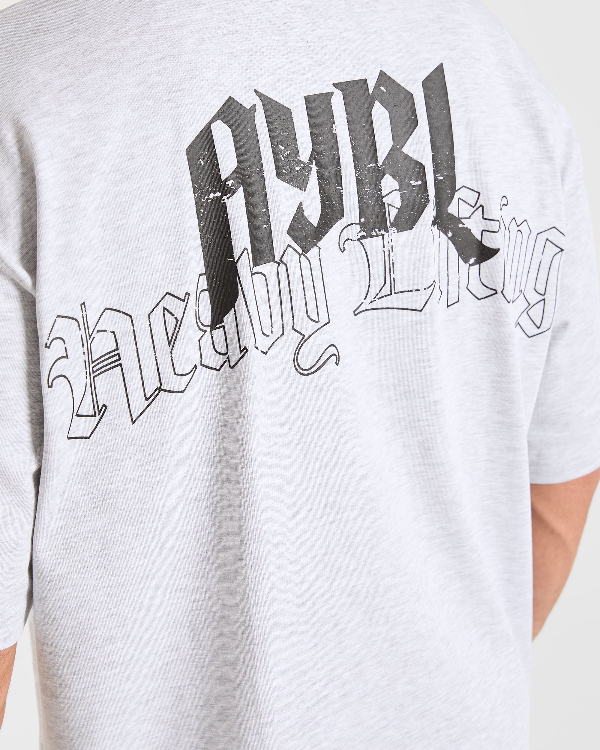 Heavy Lifting Gothic Oversized T Shirt - Grijs Marl
