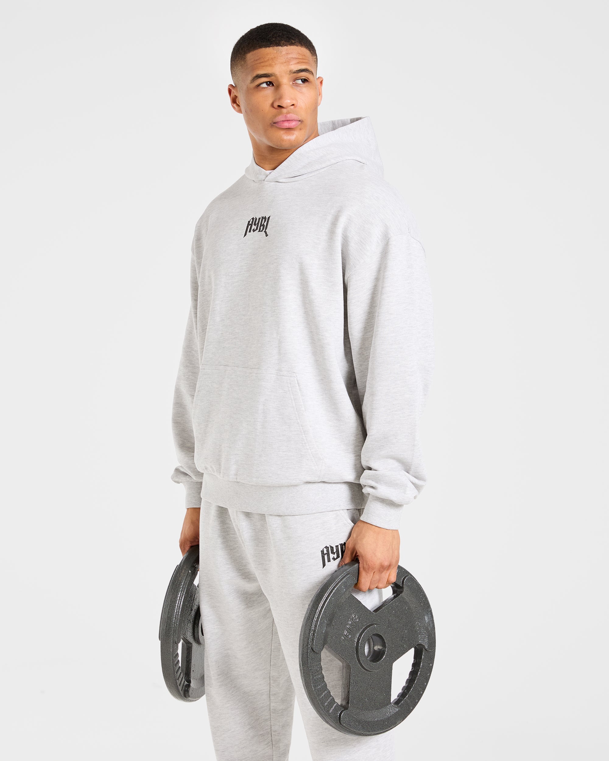 Heavy Lifting Gothic Oversized Hoodie - Grijs Marl