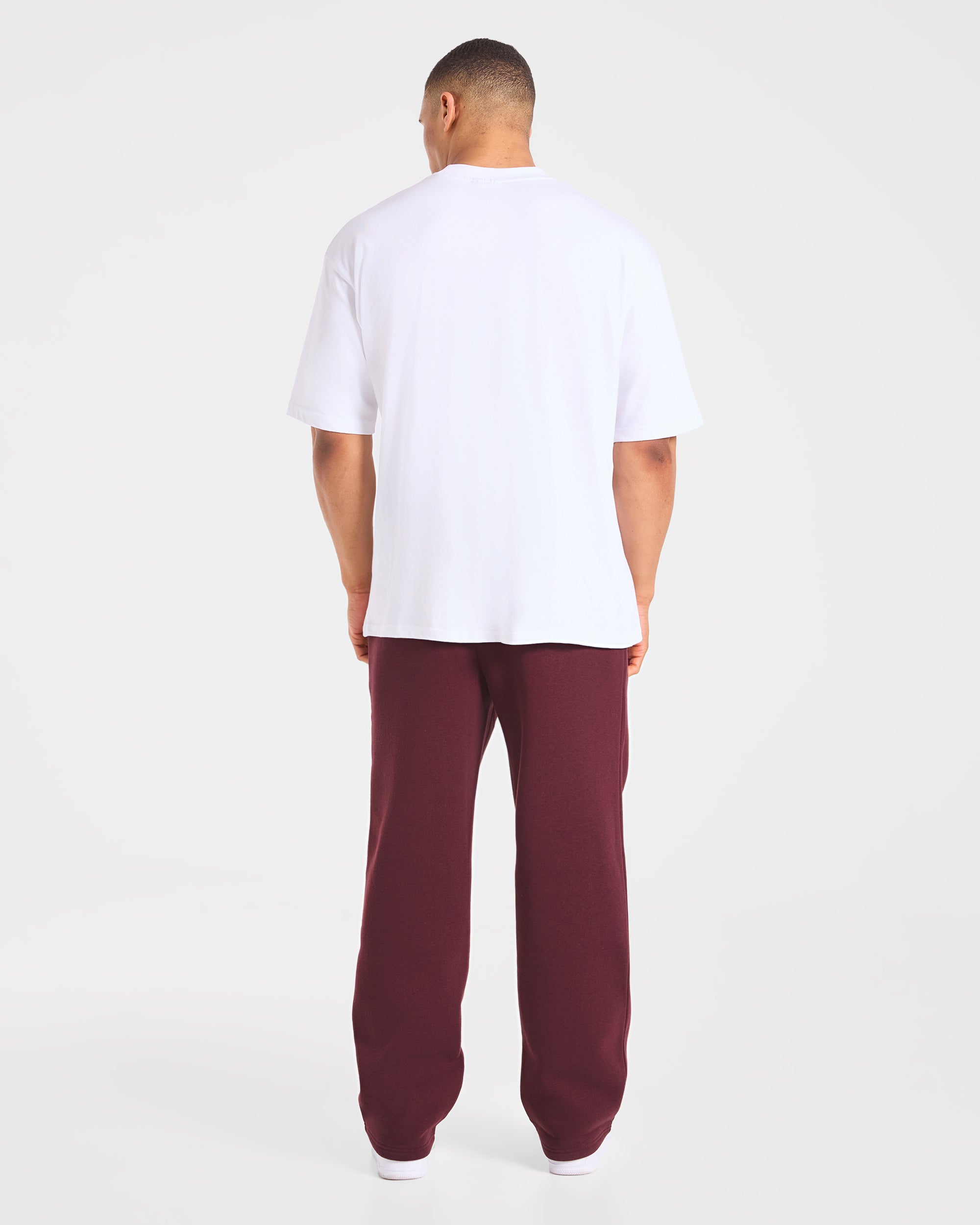 Essential Oversized Straight Leg Joggers - Burgundy Rood