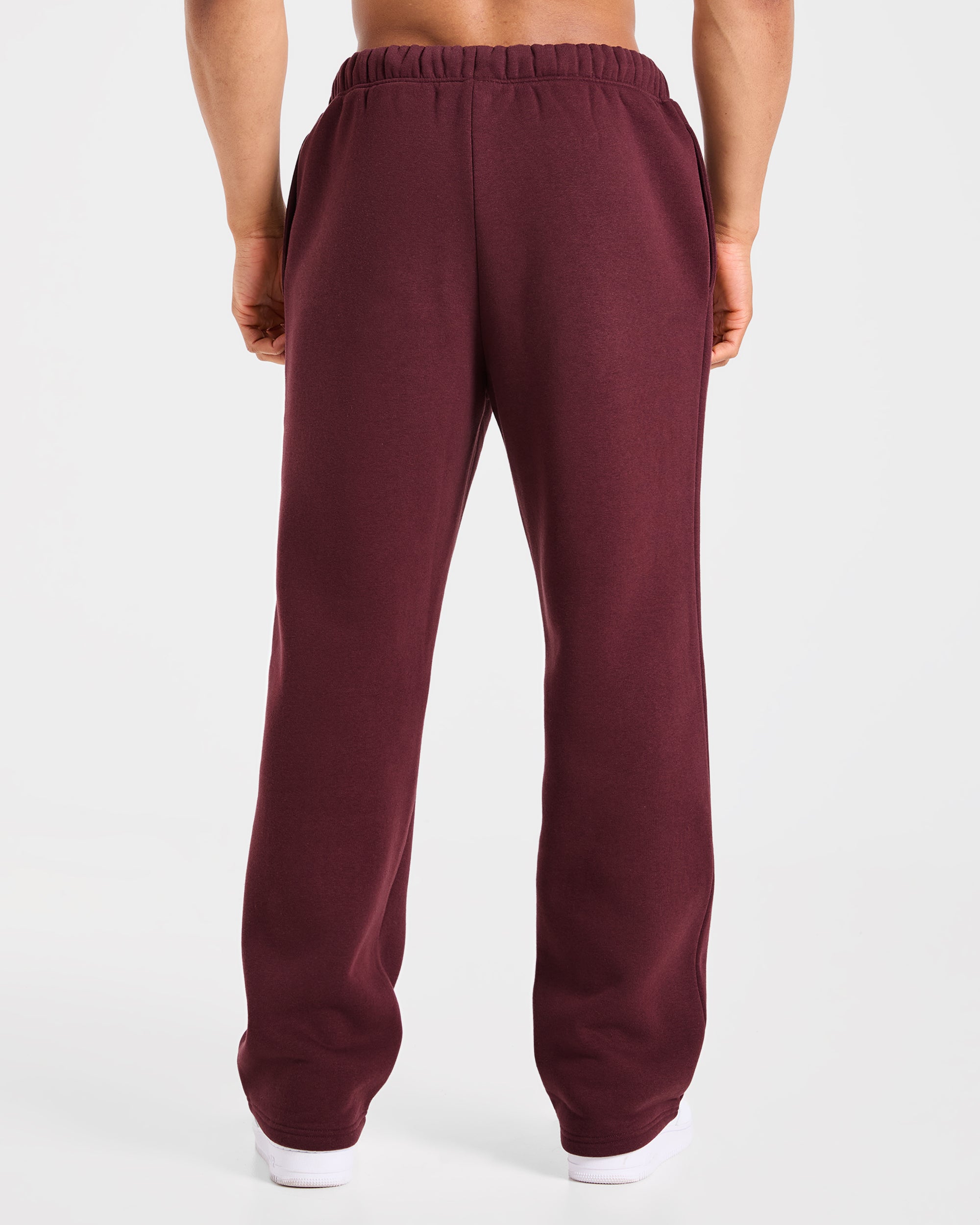 Essential Oversized Straight Leg Joggers - Burgundy Rood