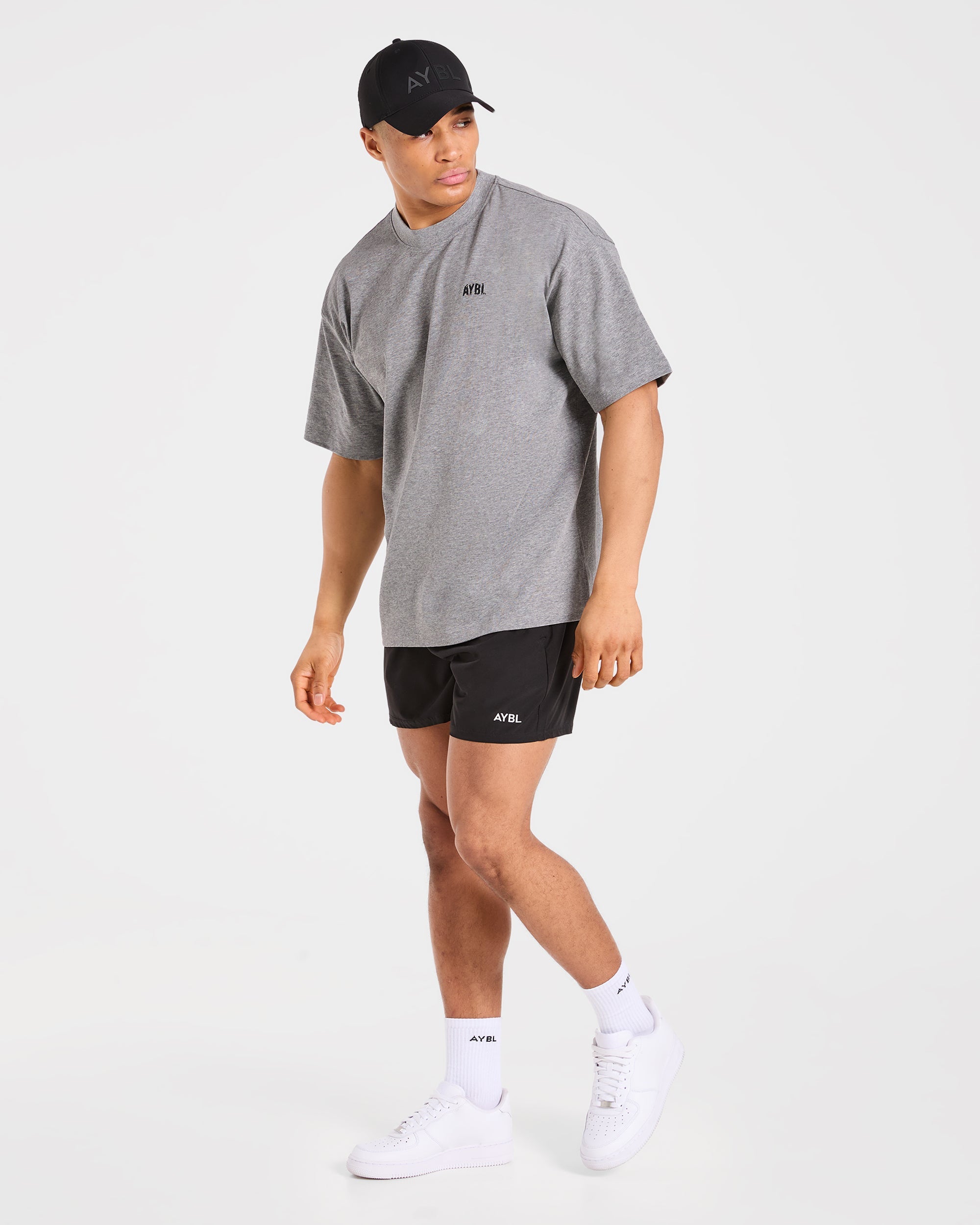 Gym Chalk Oversized T Shirt - Light Charcoal Marl
