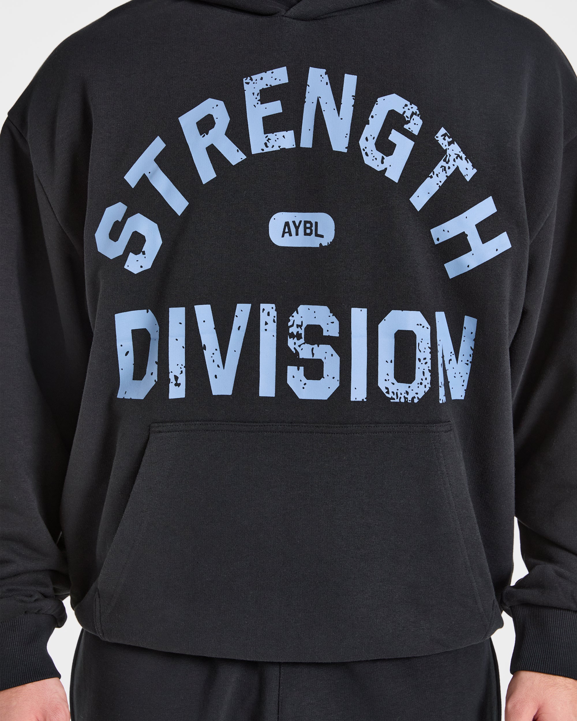 Strength Division Oversized Hoodie - Zwart/Blauw