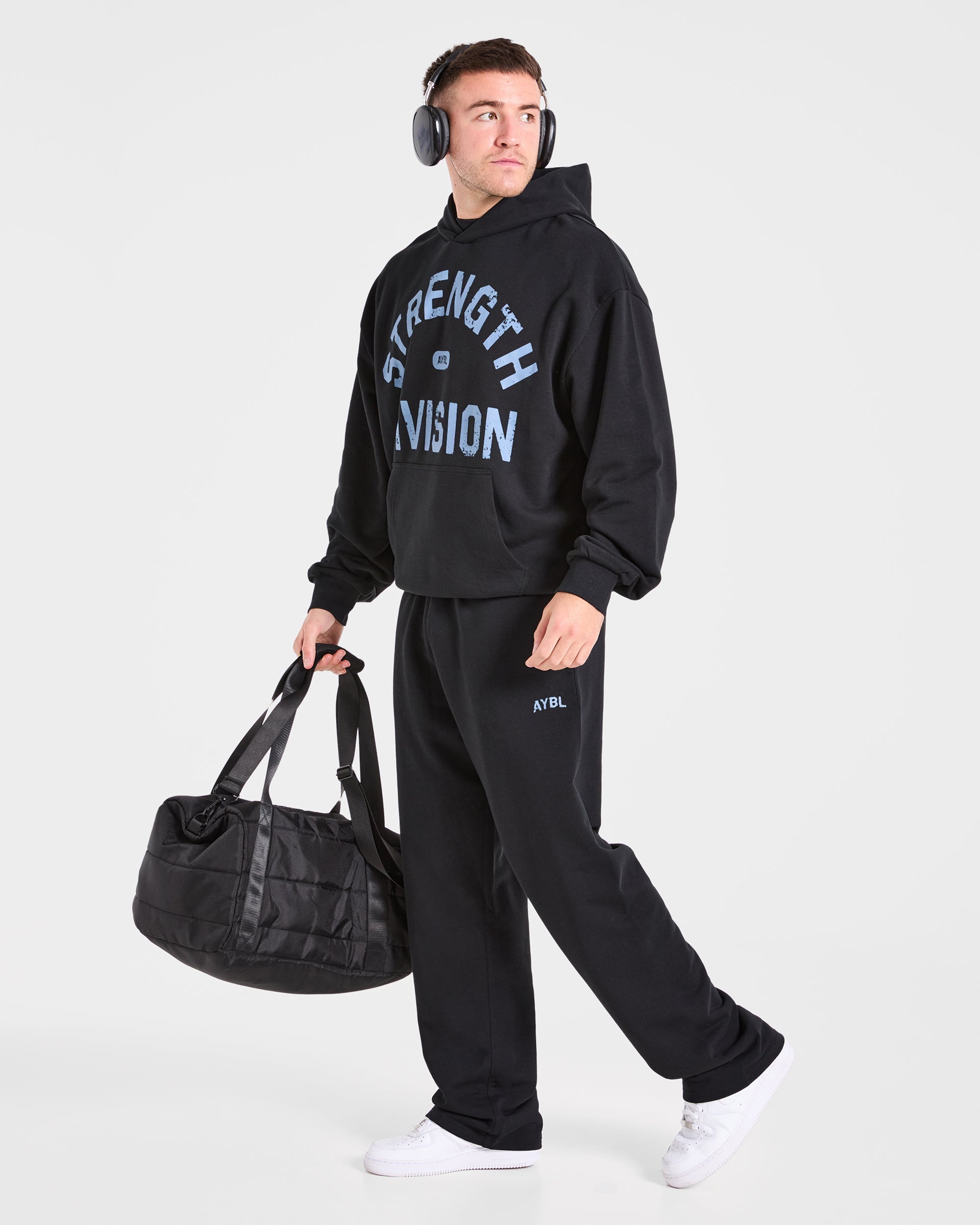 Strength Division Oversized Hoodie - Zwart/Blauw