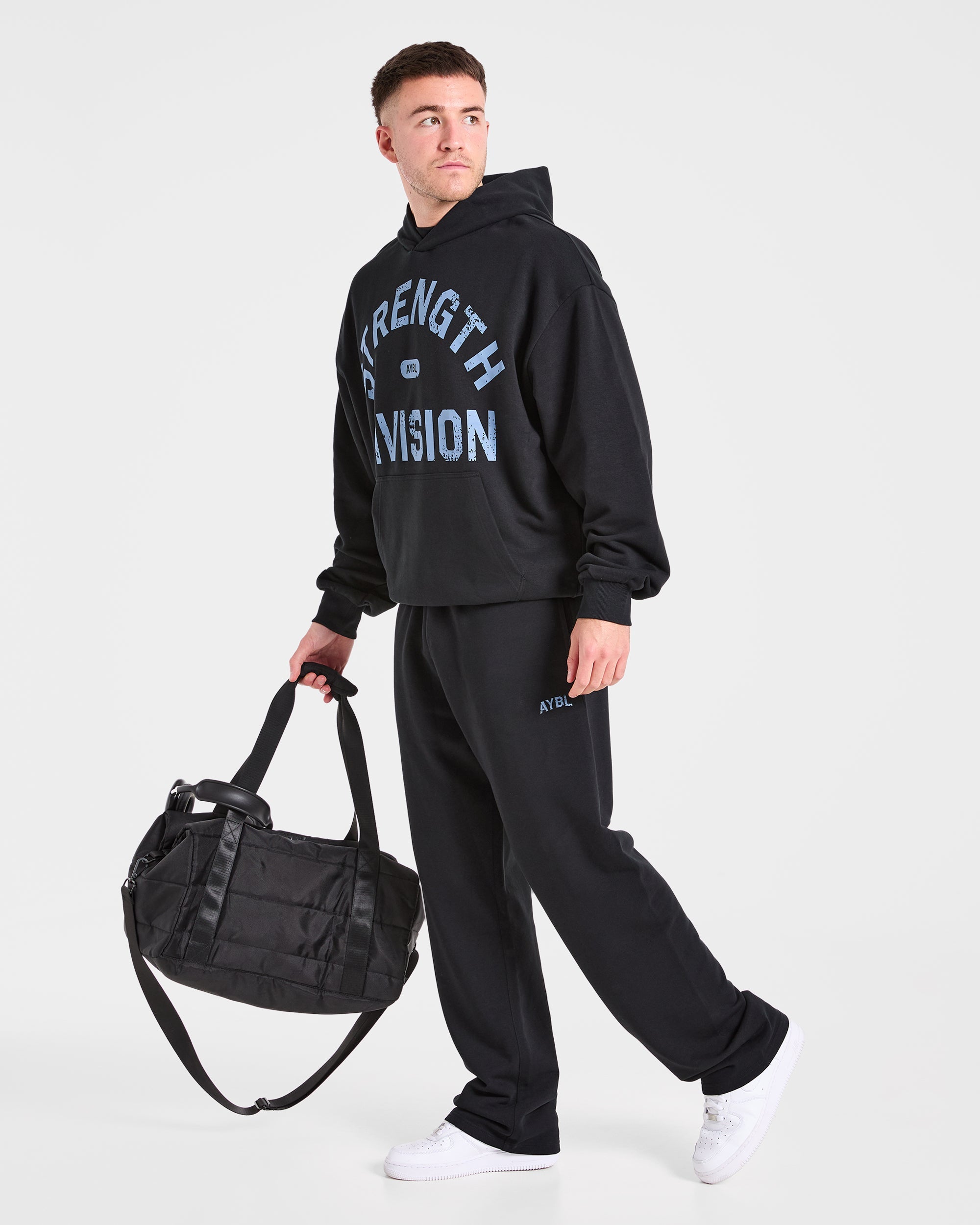 Strength Division Oversized Straight Leg Joggers - Zwart/Blauw