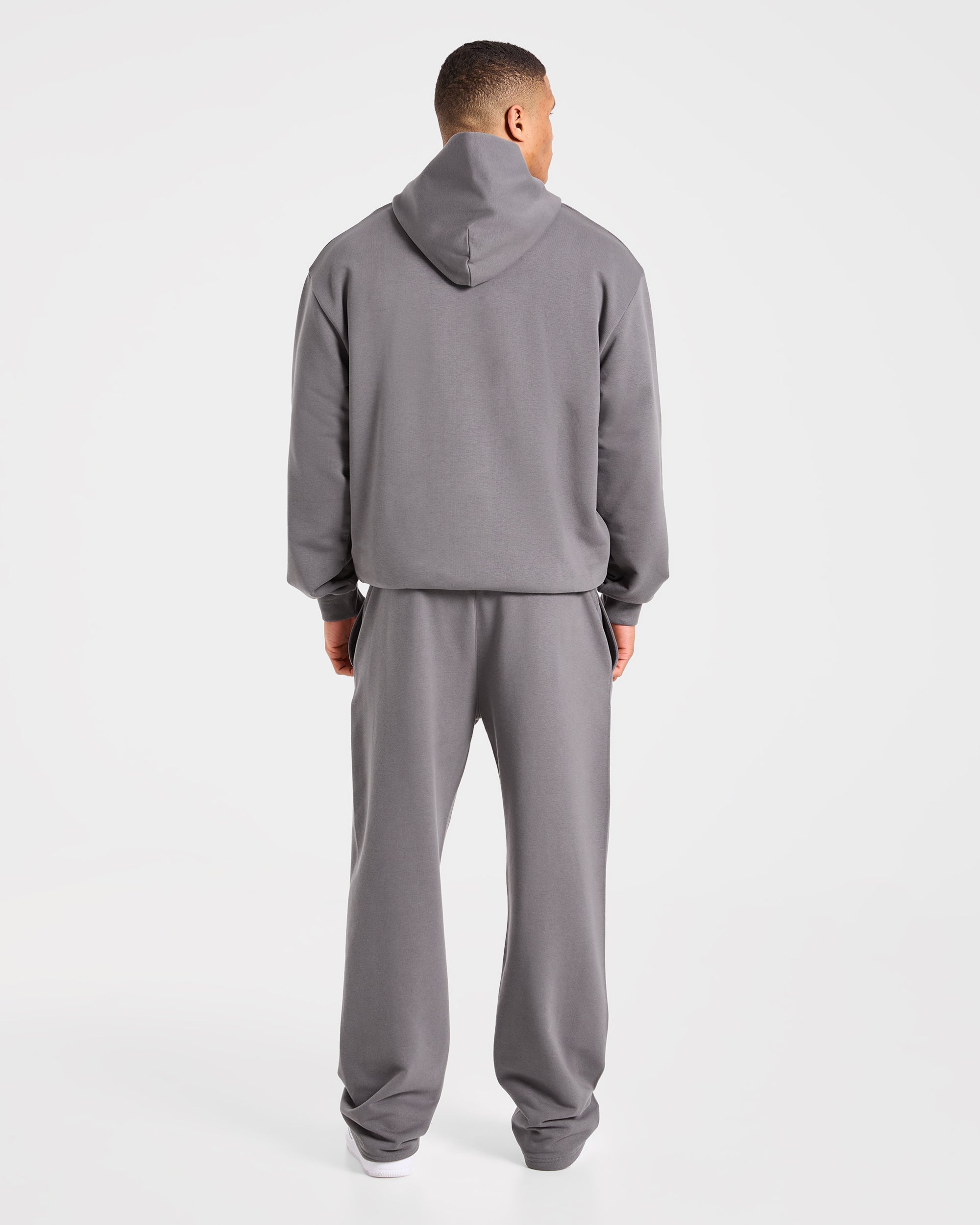 Strength Division Oversized Hoodie - Charcoal/Rood