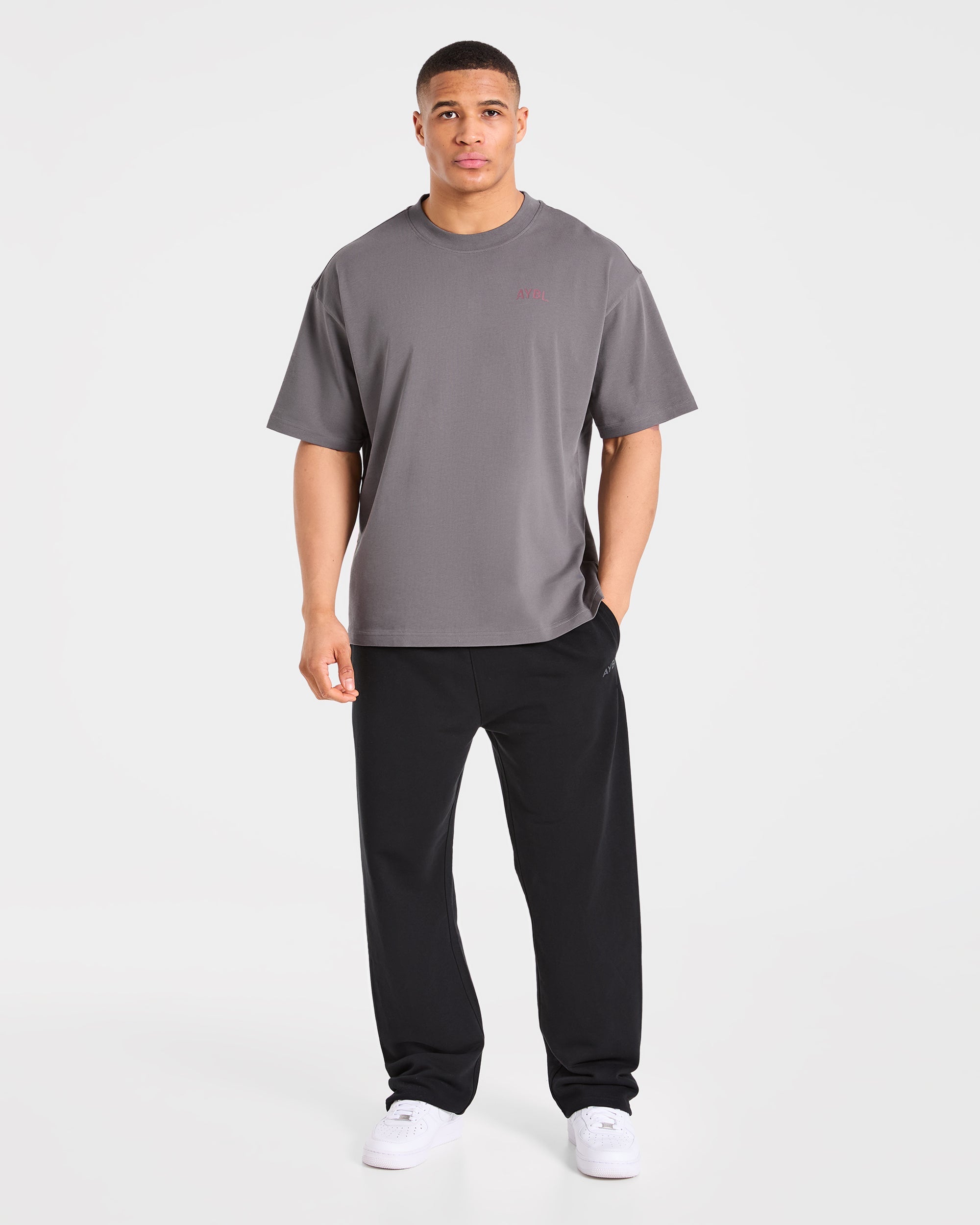 Strength Division Oversized T Shirt - Charcoal/Rood