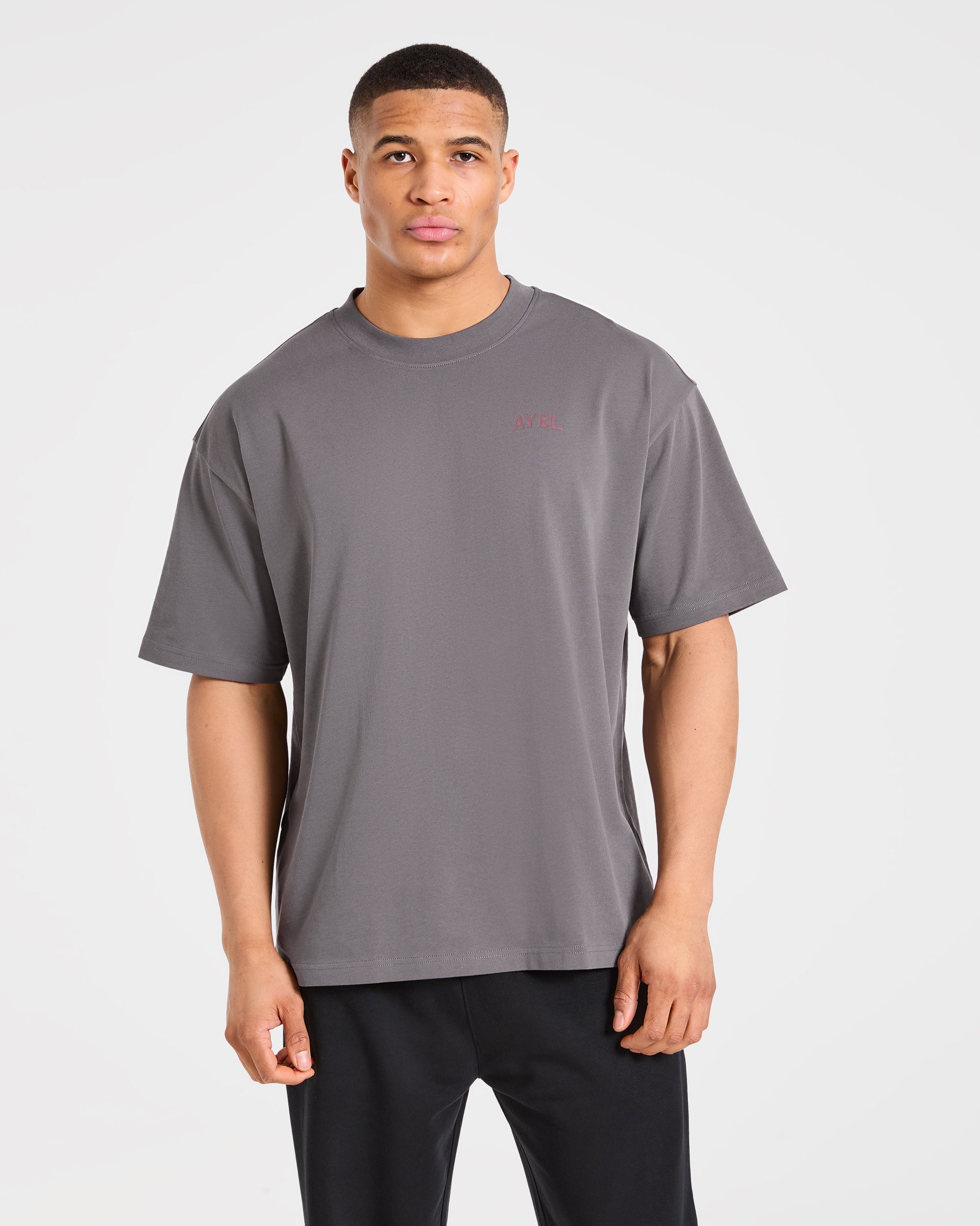 Strength Division Oversized T Shirt - Charcoal/Rood