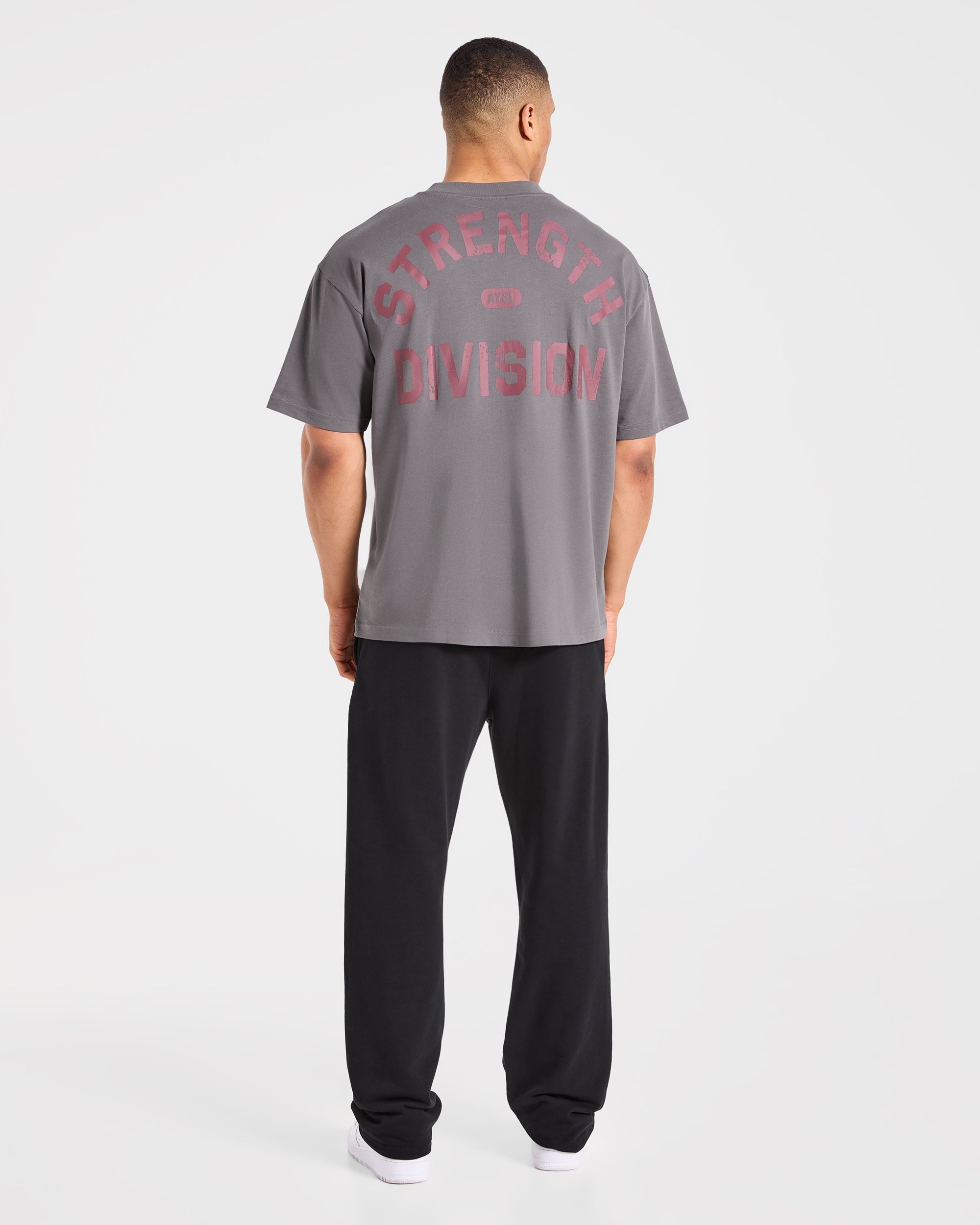 Strength Division Oversized T Shirt - Charcoal/Rood