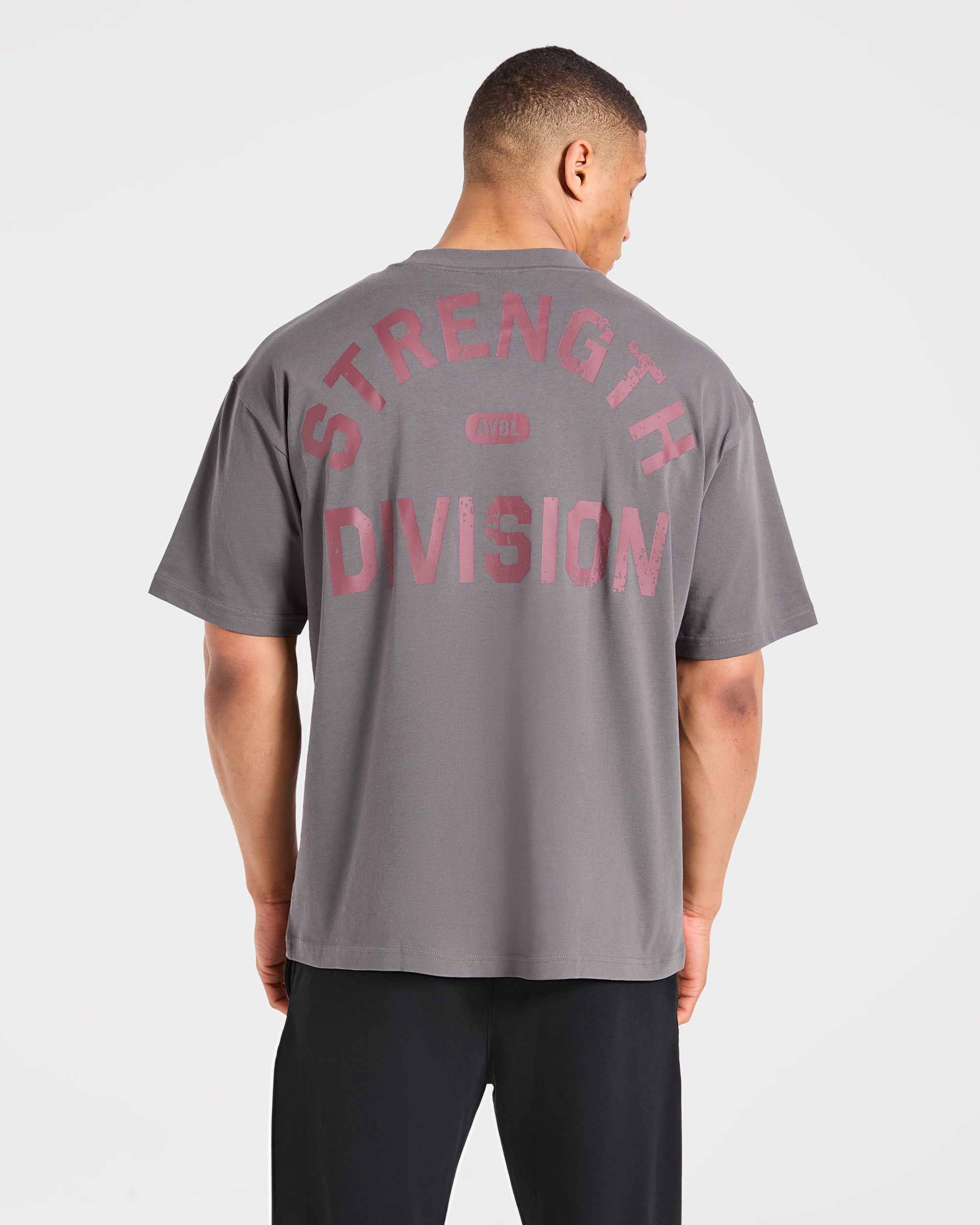 Strength Division Oversized T Shirt - Charcoal/Rood
