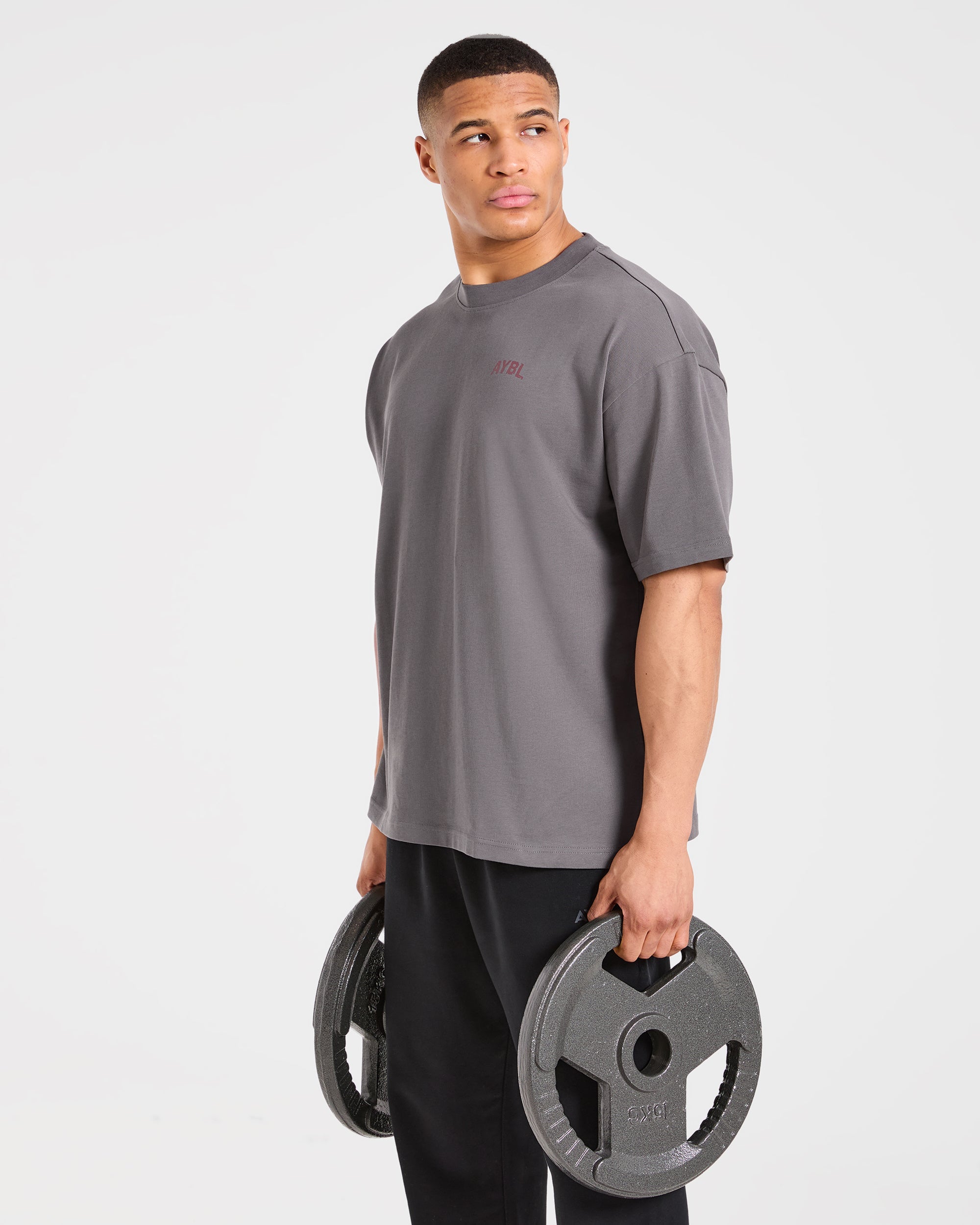 Strength Division Oversized T Shirt - Charcoal/Rood