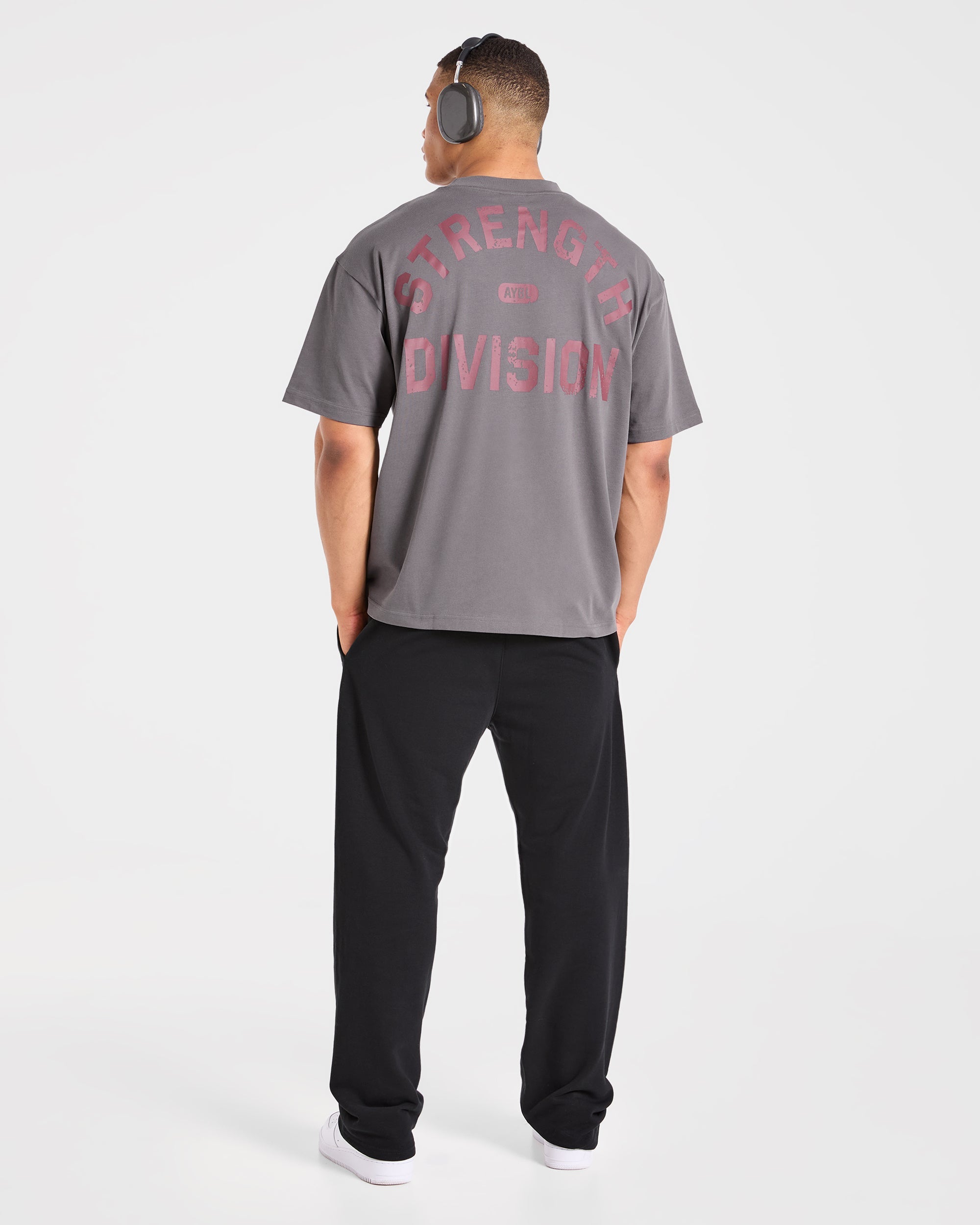 Strength Division Oversized T Shirt - Charcoal/Rood