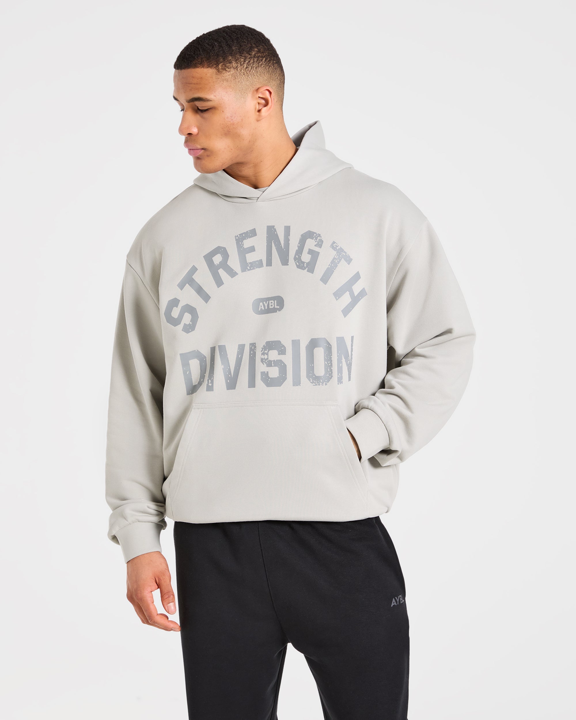 Strength Division Oversized Hoodie - Iced Grijs