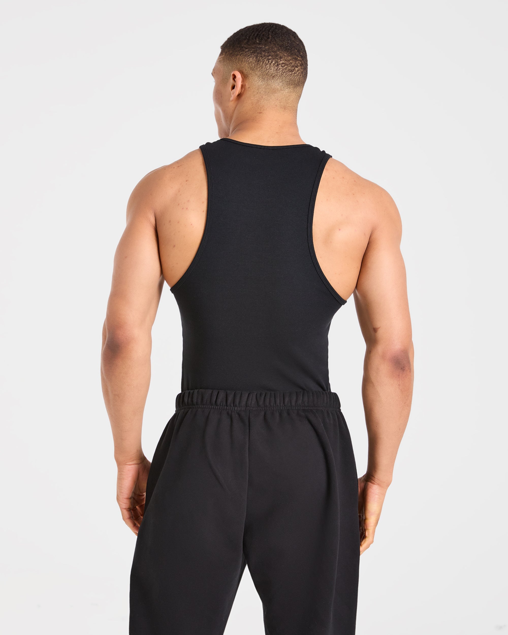 Muscle Ribbed Tank - Zwart