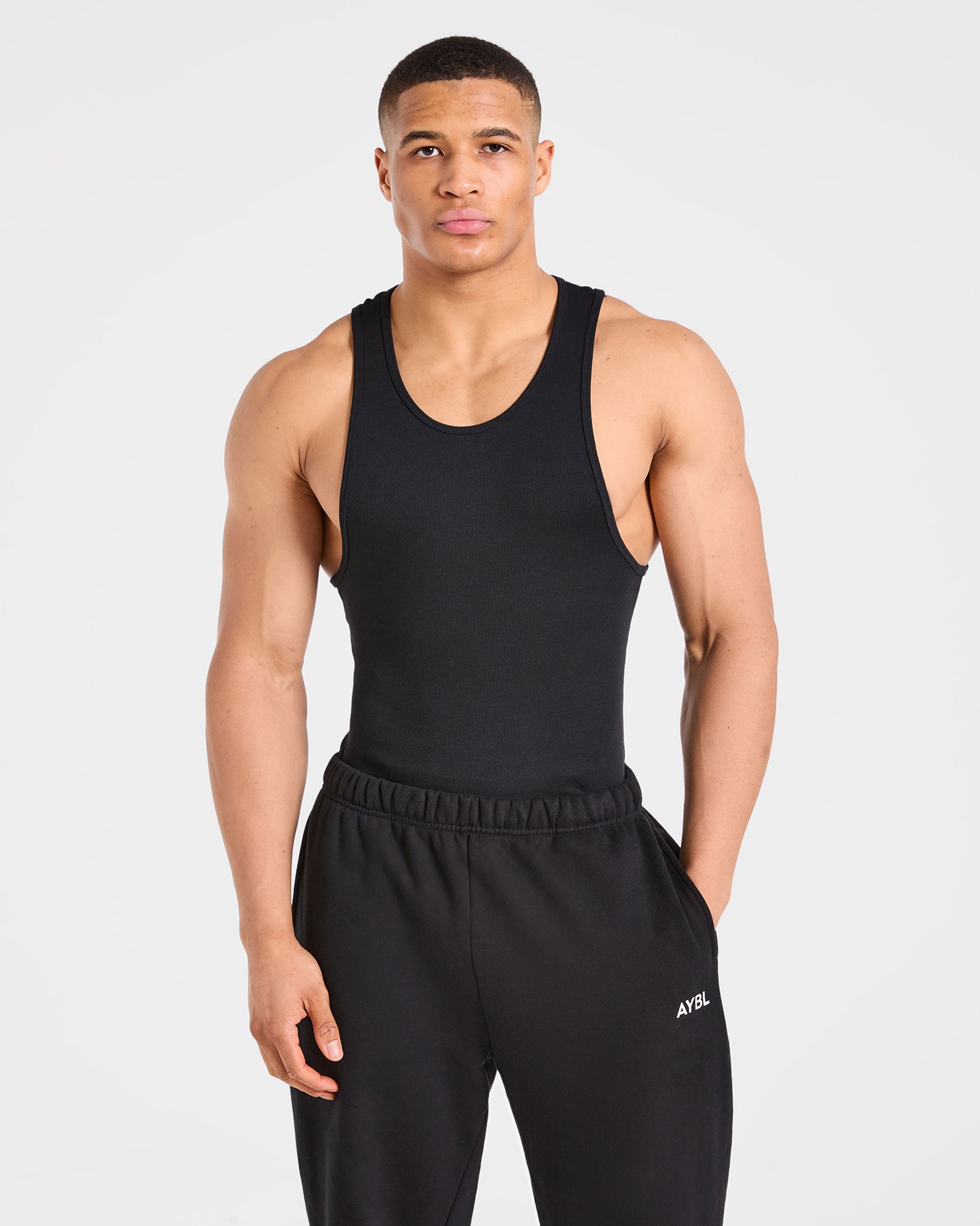 Muscle Ribbed Tank - Zwart