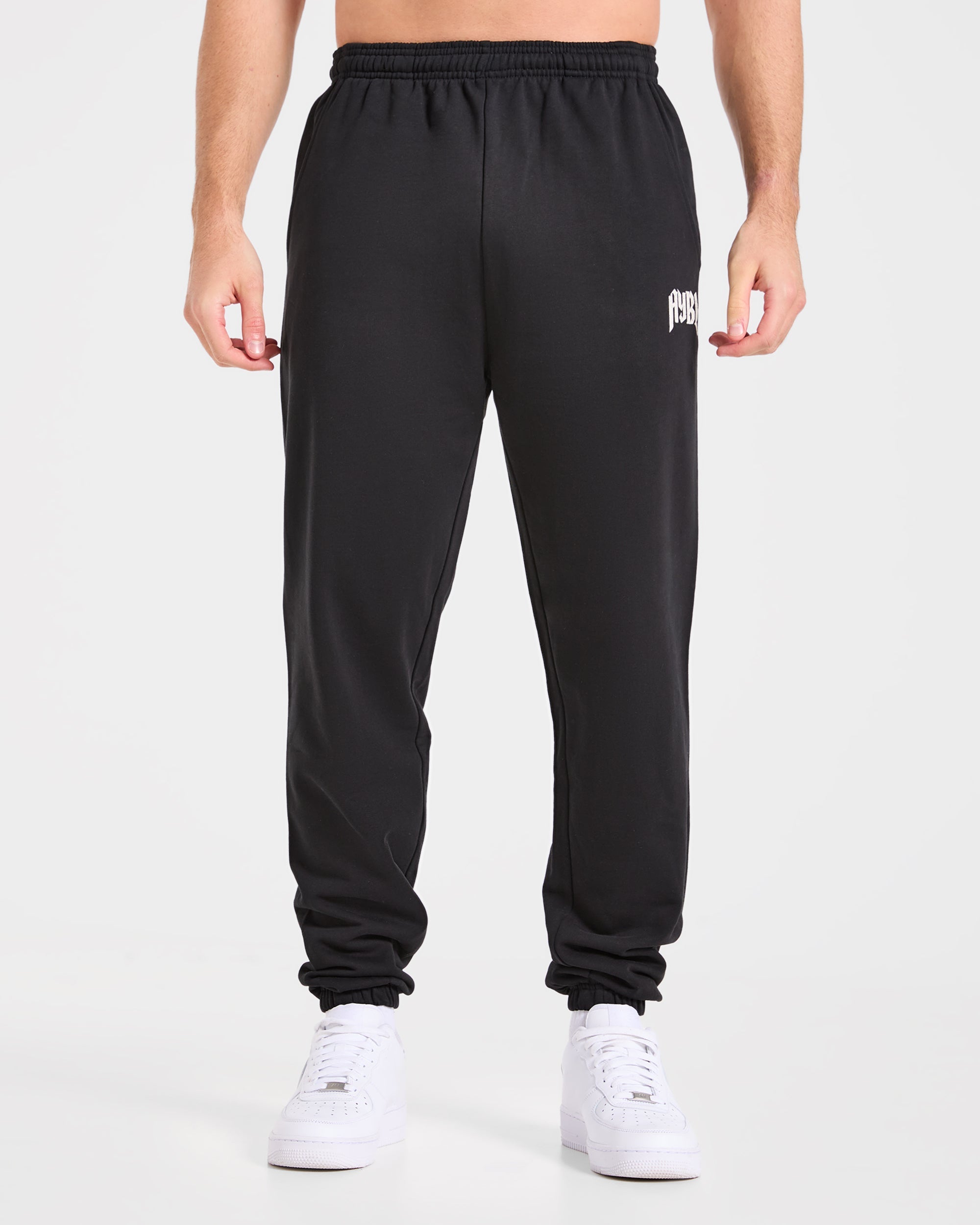 Heavy Lifting Gothic Oversized Joggers - Zwart/Off Wit