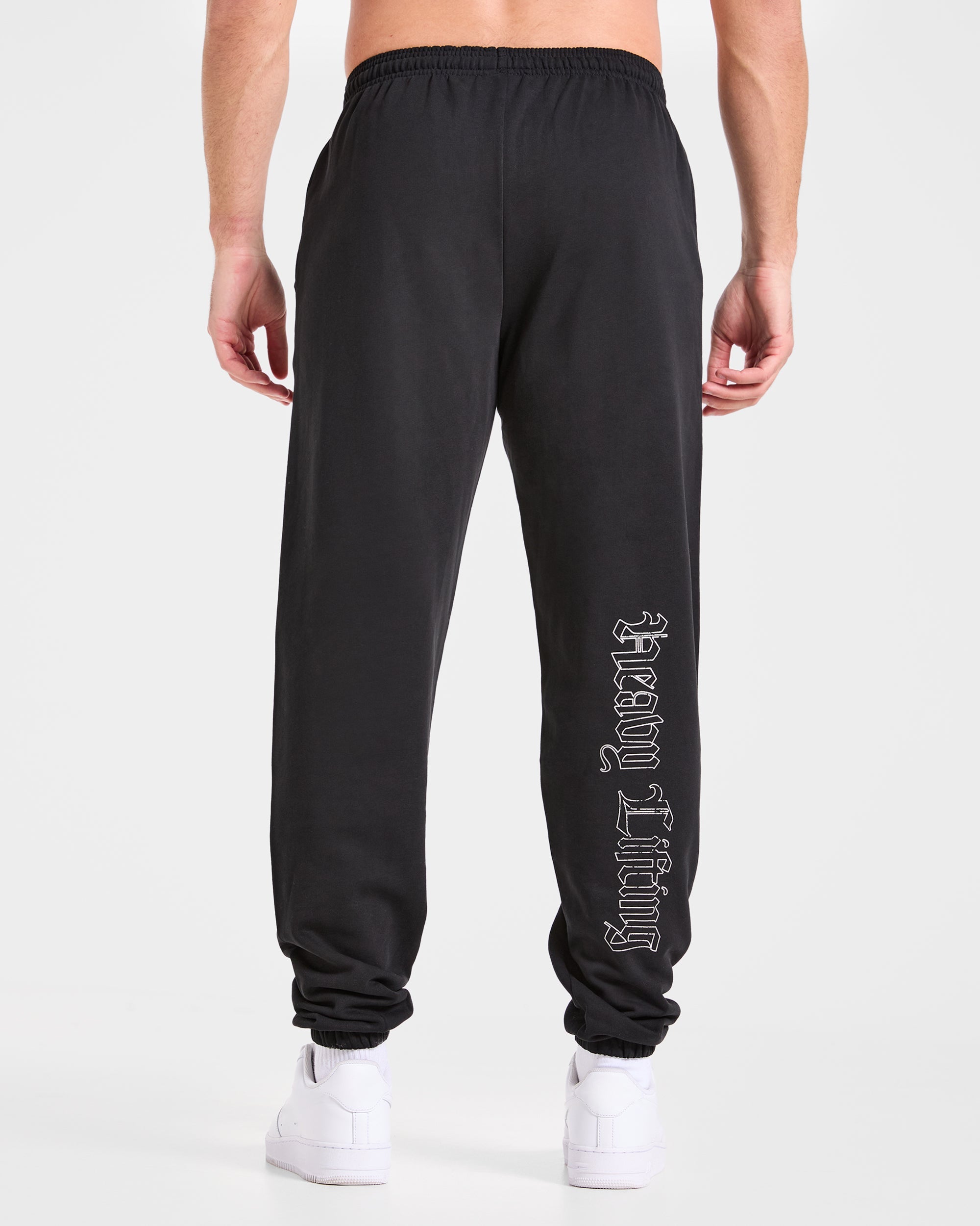 Heavy Lifting Gothic Oversized Joggers - Zwart/Off Wit