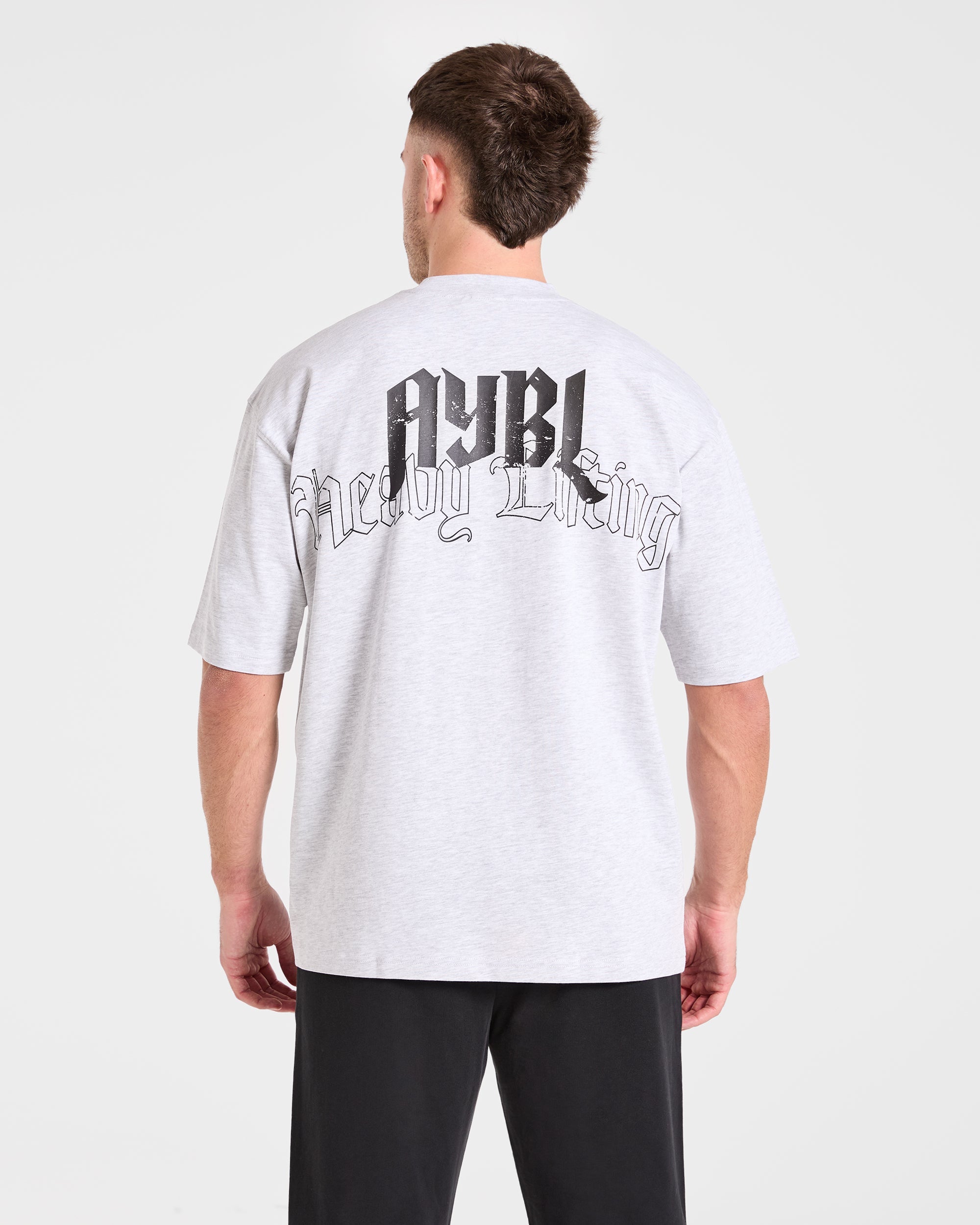 Heavy Lifting Gothic Oversized T Shirt - Grijs Marl