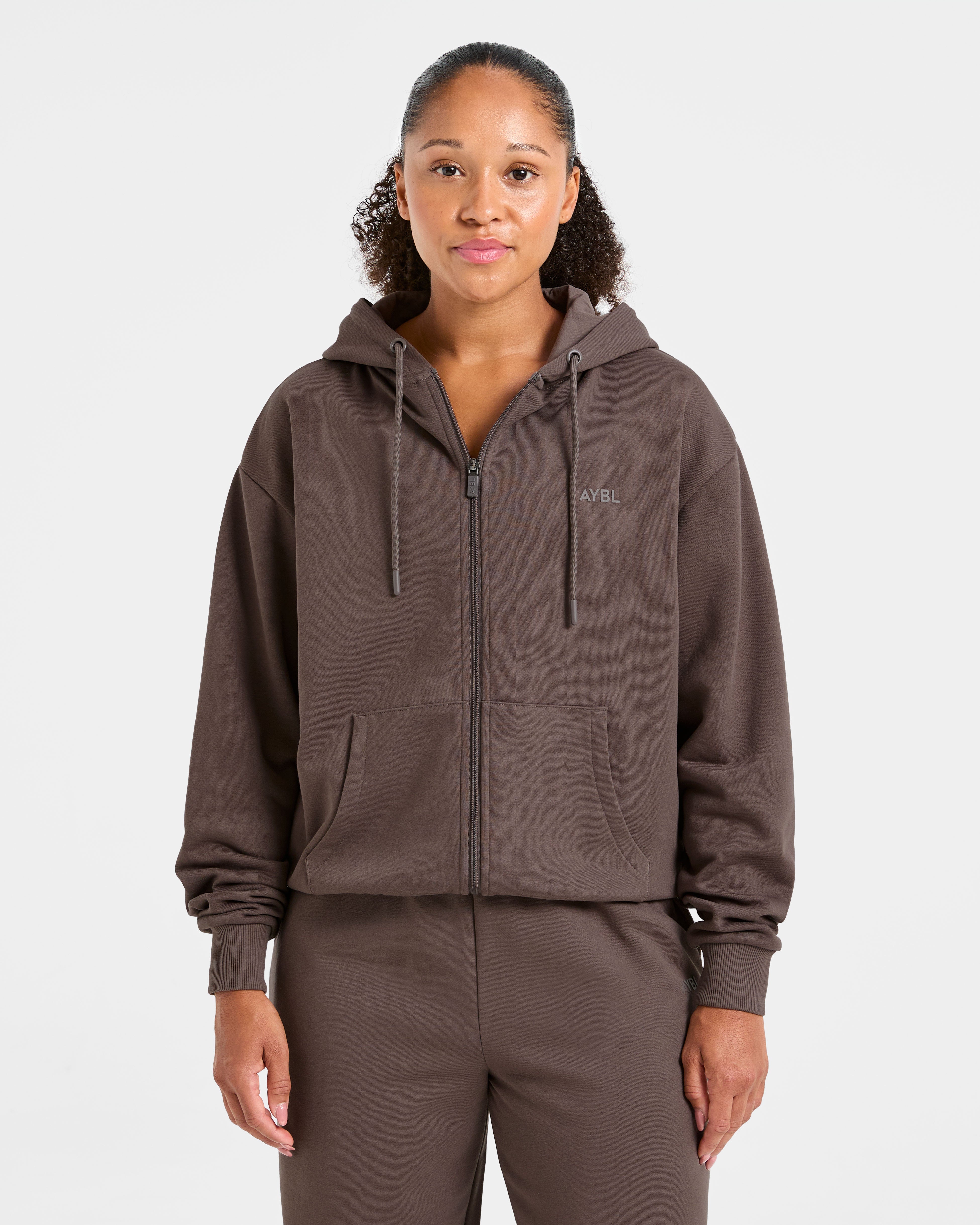 Lifestyle Oversized Zip Up Hoodie - Umber Bruin